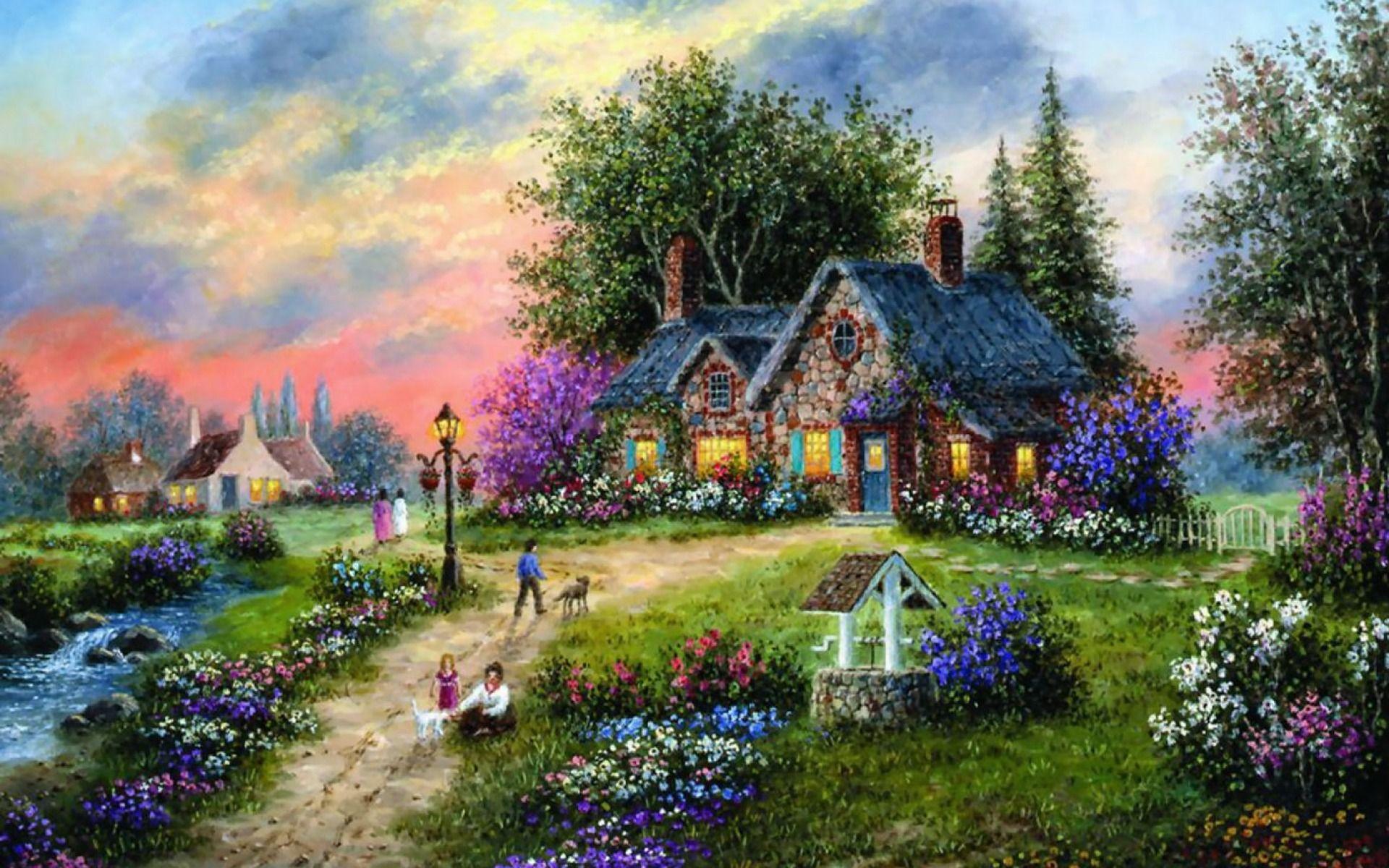 Summer cottage. Художник Dennis Patrick lewan. Пейзажи Денниса Льюэна. Дэннис Льюэн художник. Dennis Patrick lewan картины.