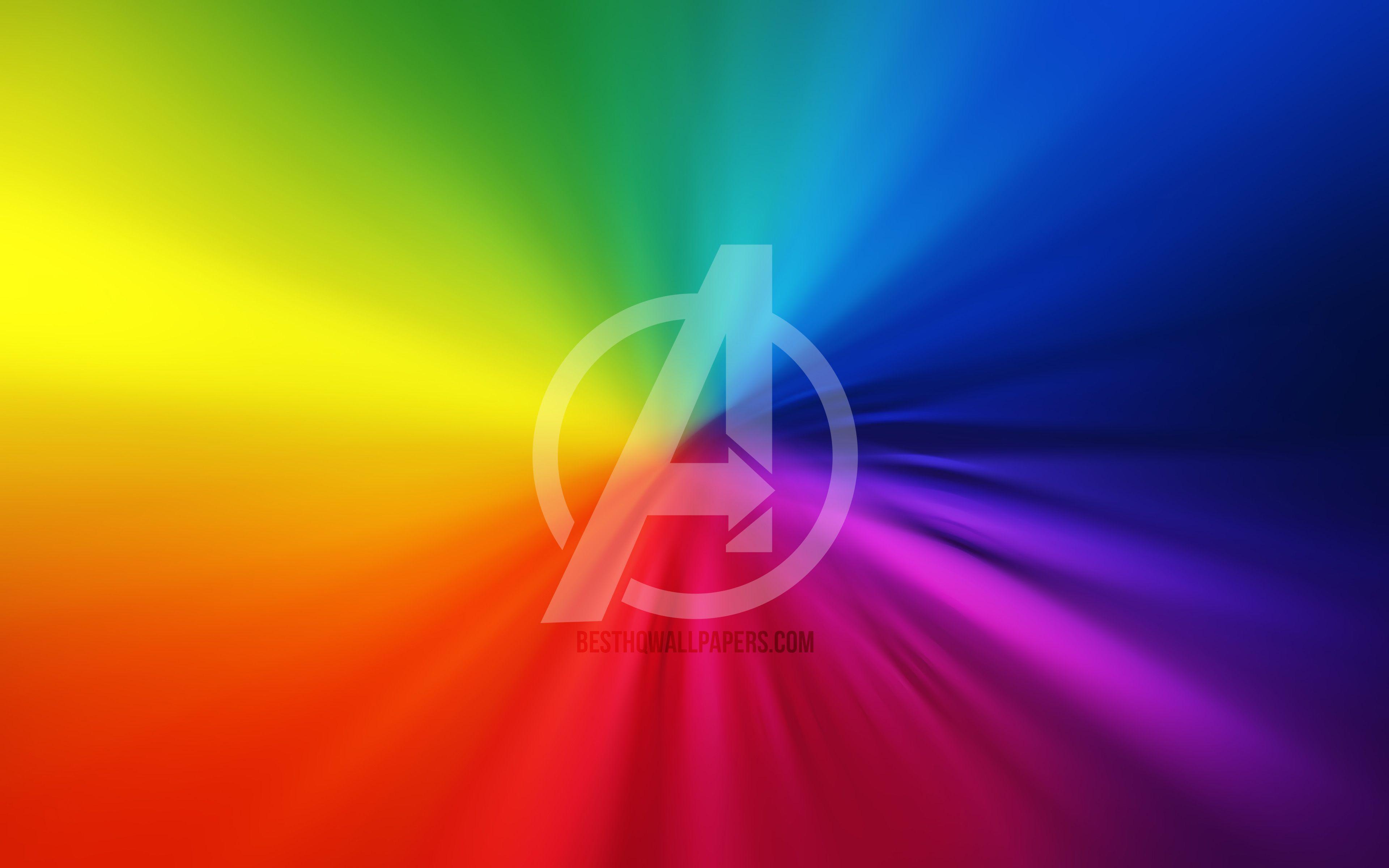 3840x2400 Download wallpaper Avengers logo, 4k, artwork, superheroes, rainbow background, Avengers for desktop with resolution 3840x2400. High Quality HD picture wallpaper