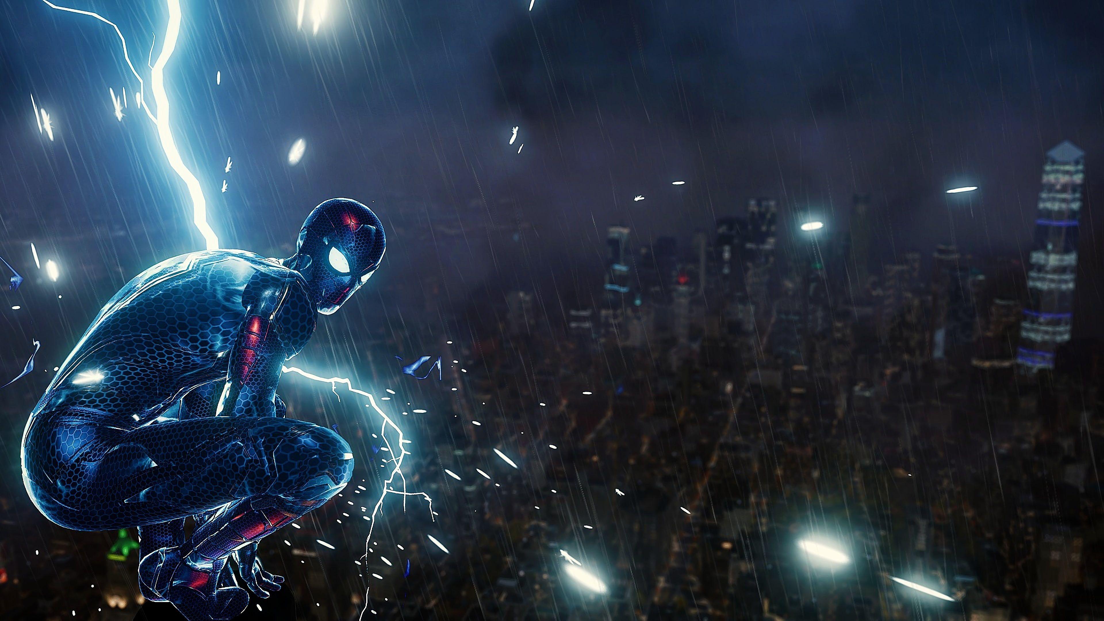3840x2160 Spiderman Ps4 Lighting 1600x900 Resolution HD 4k Wallpaper, Image, Background, Photo and Picture