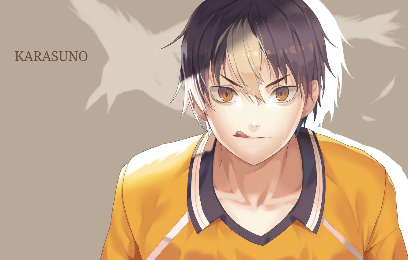1332x850 Wallpaper language, look, guy, grey background, yellow eyes, bangs, sports uniforms, haikyuu!!, volleyball!!, nishinoya yuu image for desktop, section сёнэн