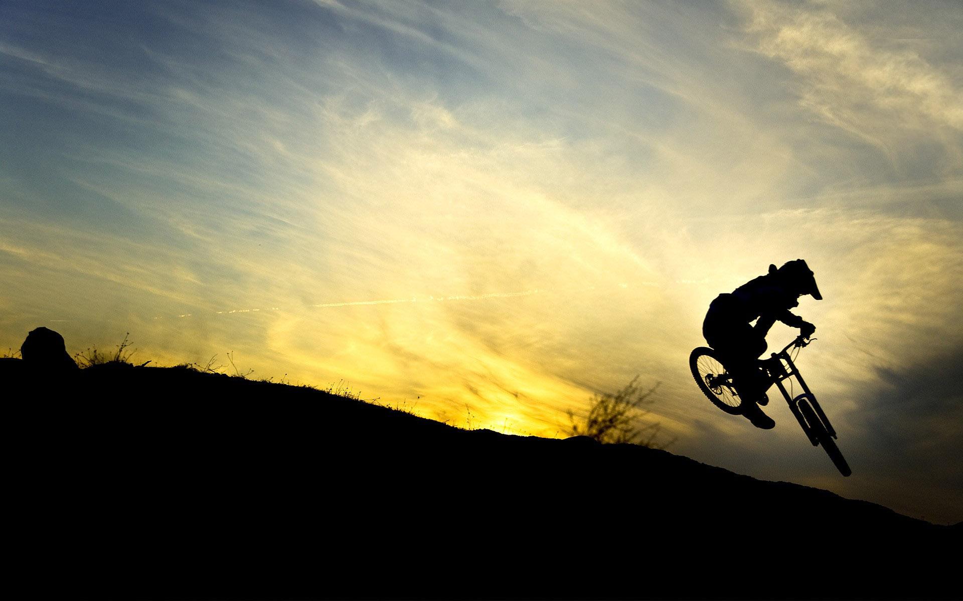 1920x1200 Downhill biker silhouette HD wallpaper. HD Latest Wallpaper