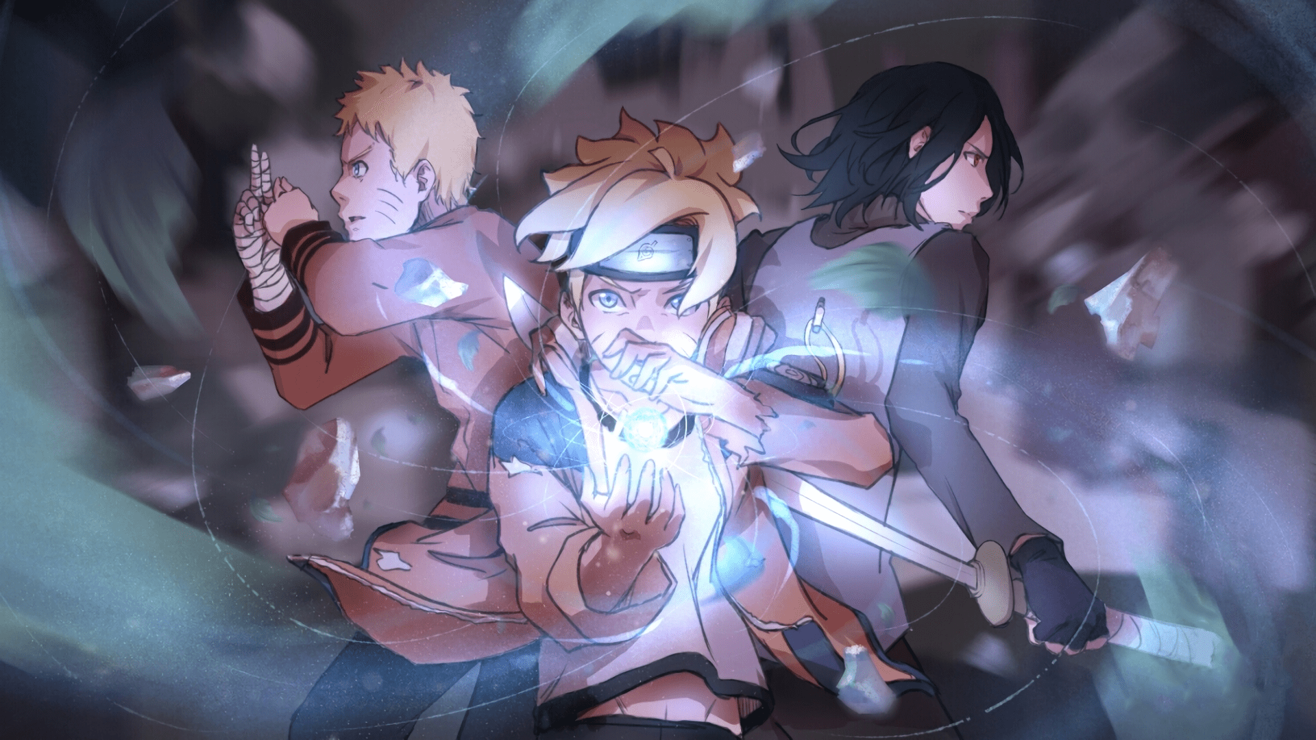 1920x1080 Naruto, Boruto, and Sasuke Wallpaper (PC)