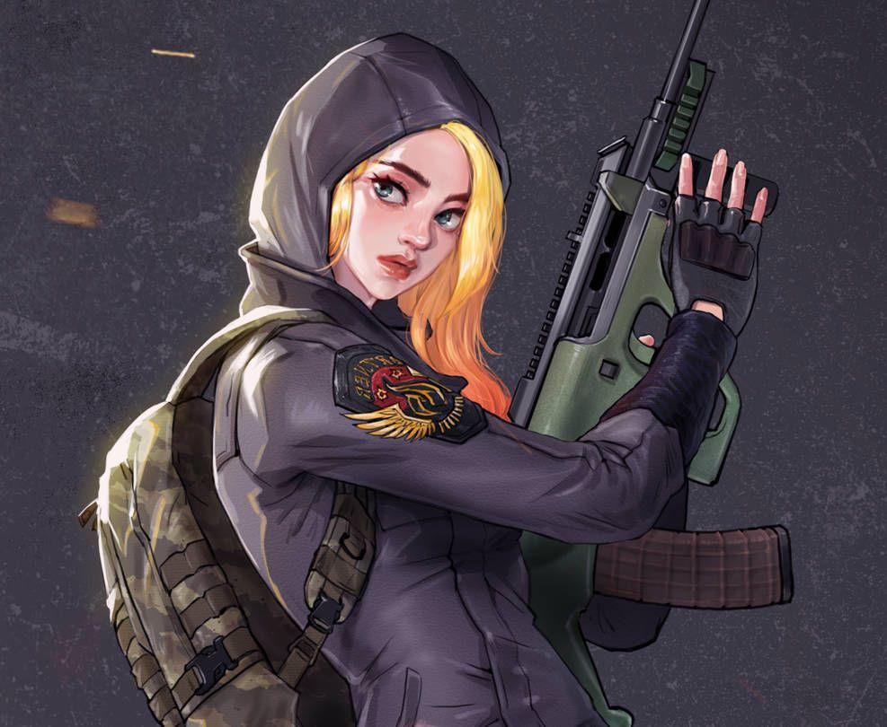 987x810 PUBG AUG Girl With My Favorite Outfits! By Hey SUISUI. Favorite Outfit, Anime Art Beautiful, Digital Art Girl