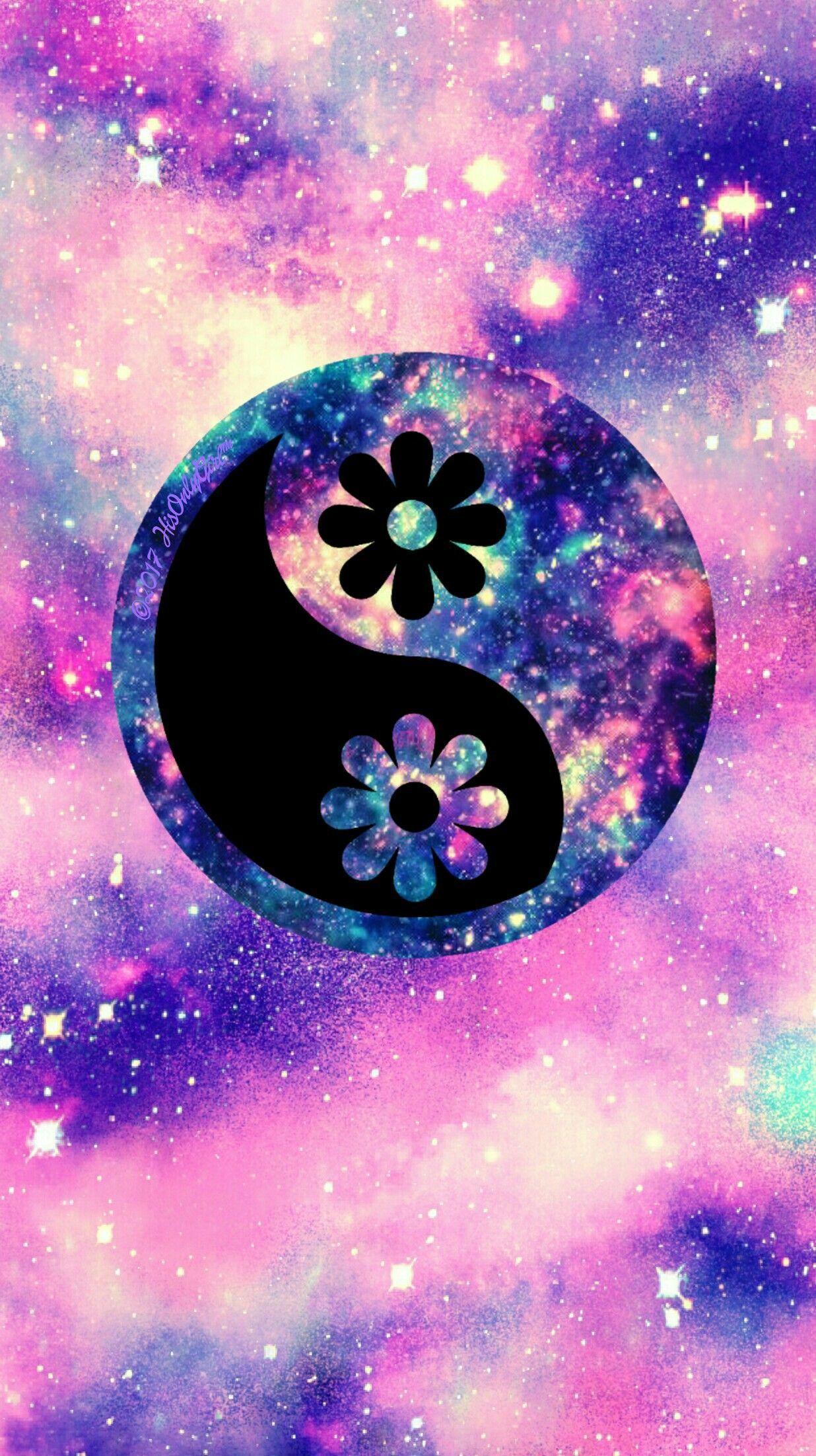 1236x2203 Flower yin yang galaxy wallpaper I created for the app CocoPPa. Galaxy wallpaper, Hipster phone wallpaper, iPhone wallpaper