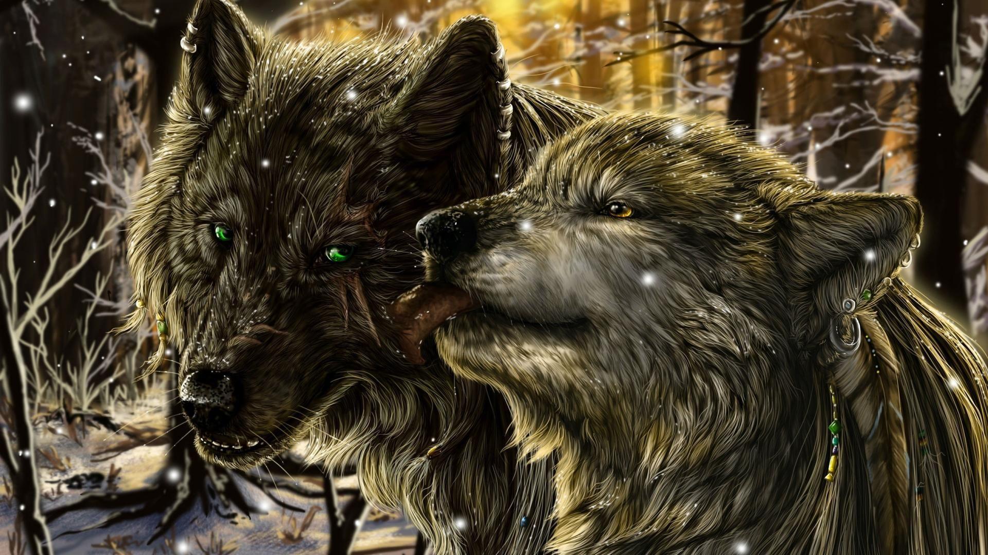 1920x1080 Animals artwork fantasy art love wolves wallpaper. Fantasy wolf, Wolf wallpaper, Wolf art