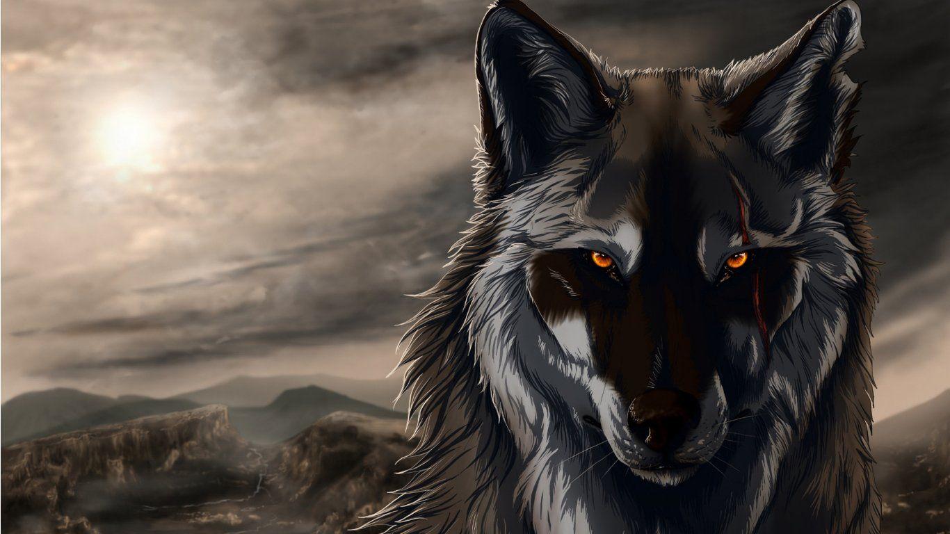 1366x768 Anime wolf wallpaperx768
