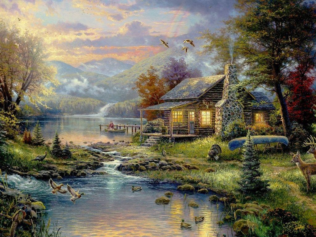 1024x768 Thomas Kinkade Free Desktop Wallpaper