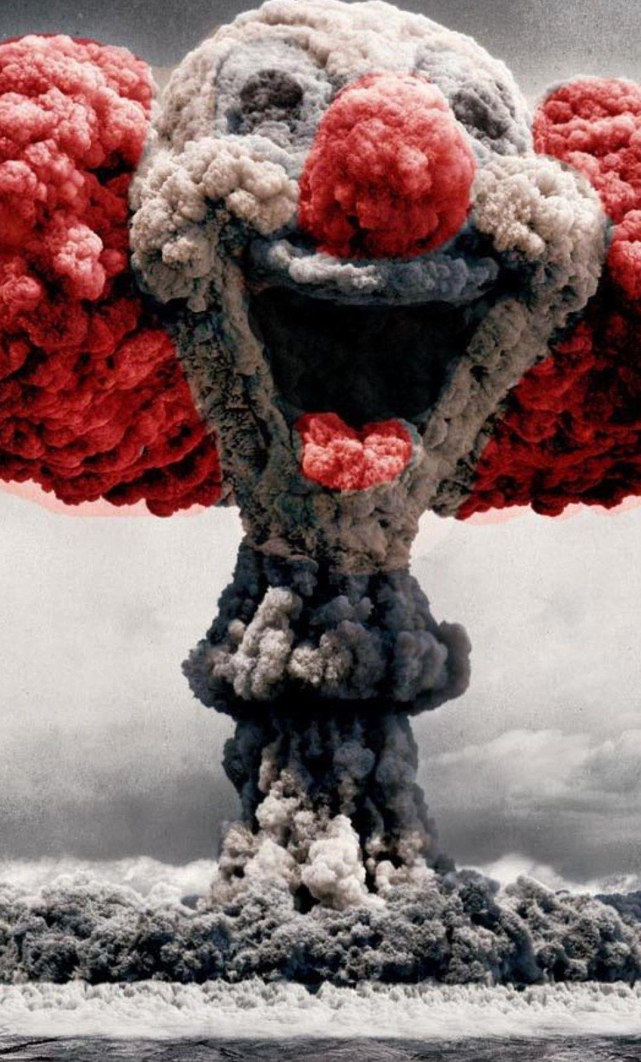 1280x2120 Clown Mushroom Cloud Art iPhone HD 4k Wallpaper