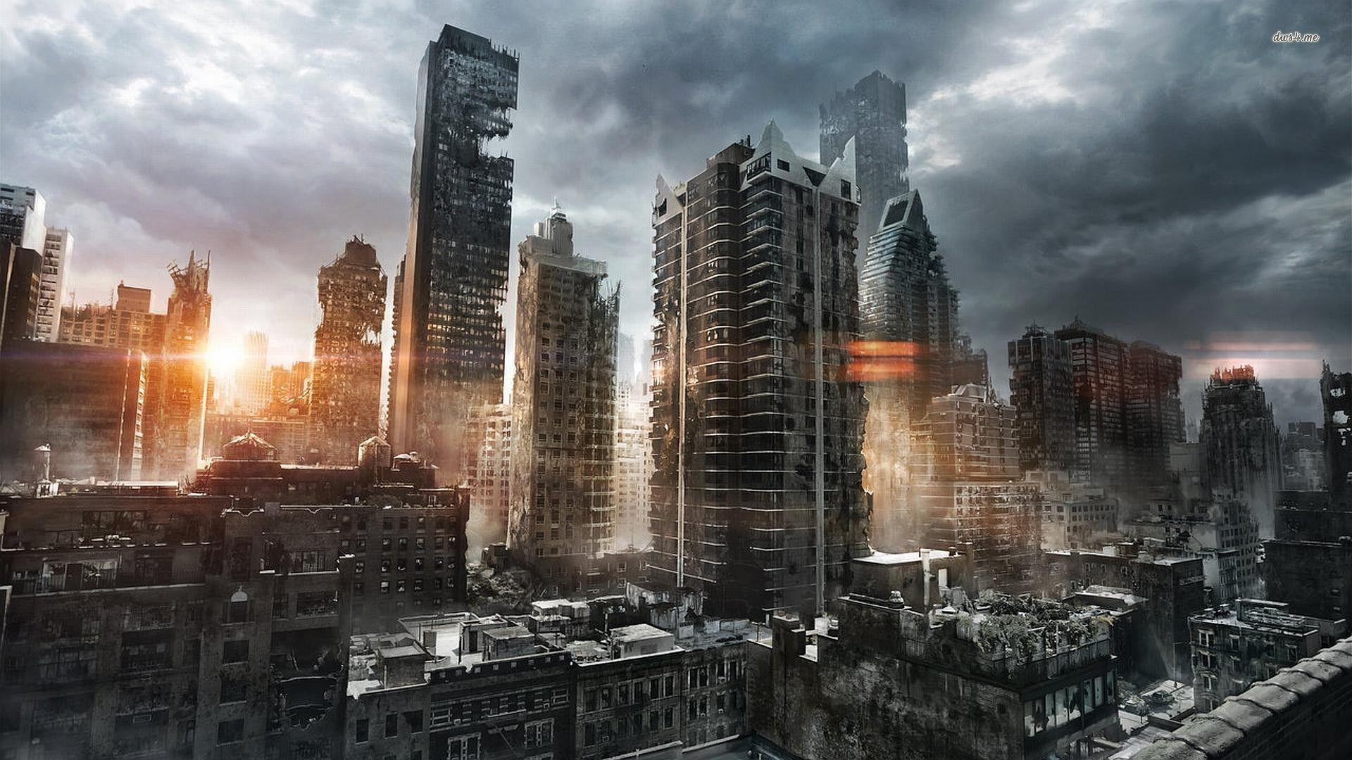 1920x1080 City in ruins HD wallpaper. Post apocalyptic city, Post apocalyptic art, Background image