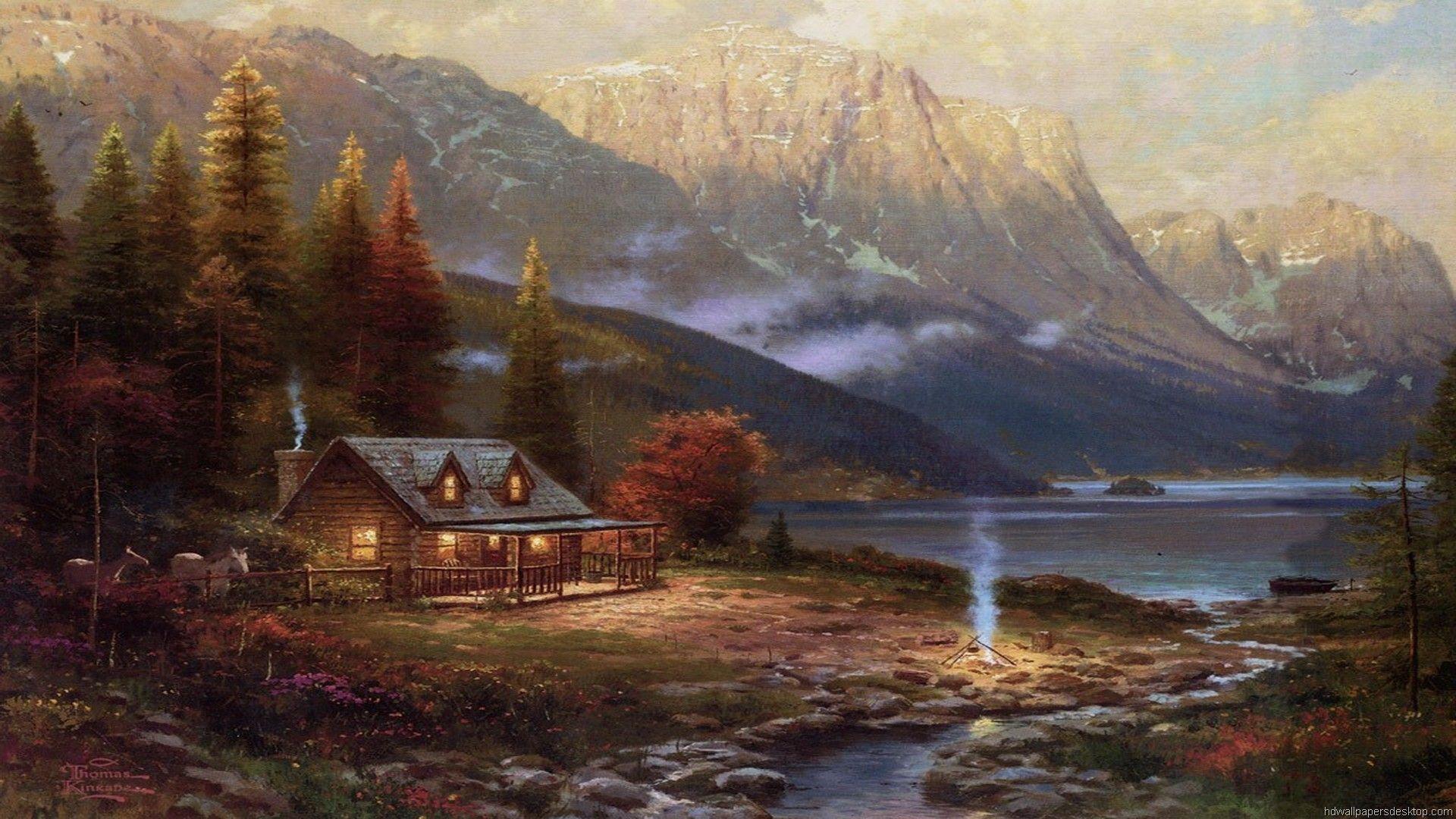 1920x1080 Thomas Kinkade Christmas Wallpaper