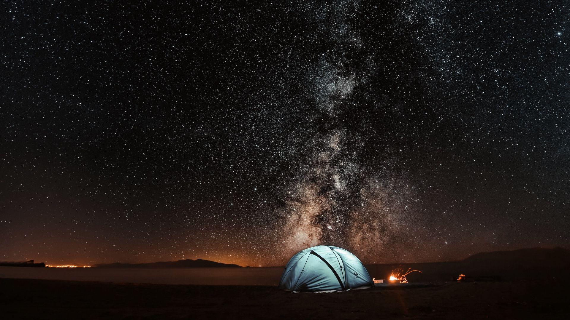 1920x1080 Starry Sky Tent /starry Sky Tent/ #night Landscape Wallpaper UHD Wallpaper #starr. Wallpaper Laptop, Fotografi Malam, Fotografi