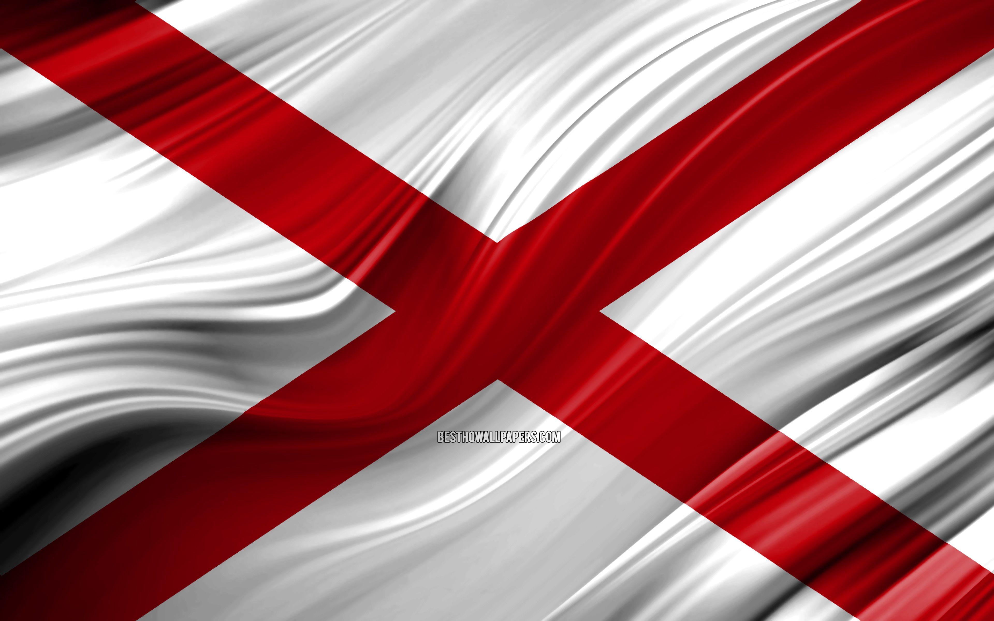 3840x2400 Download wallpaper 4k, Alabama flag, american states, 3D waves, USA, Flag of Alabama, United States of America, Alabama, administrative districts, Alabama 3D flag, States of the United States for desktop with resolution