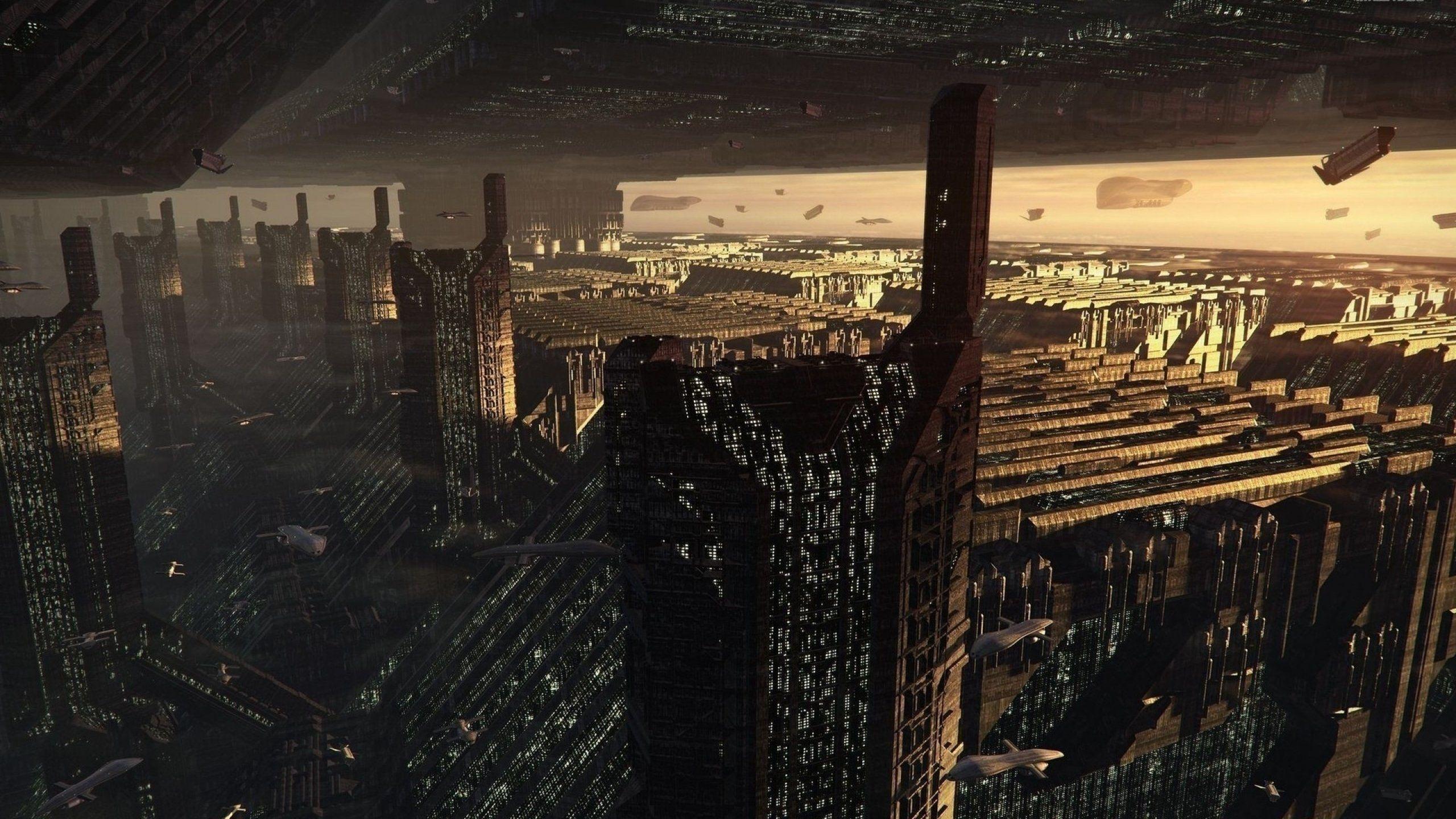 2560x1440 sci fi, City, Cities, Artwork, Art, Futuristic Wallpaper HD / Desktop and Mobile Background