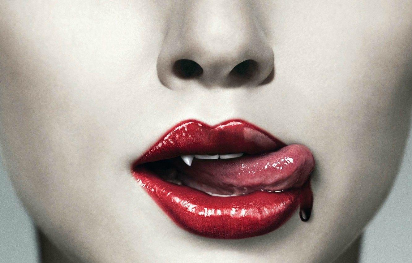 1332x850 Wallpaper language, lips, vampire, teeth image for desktop, section стиль