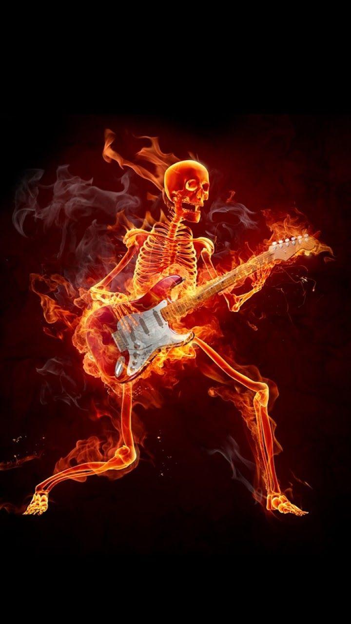 720x1280 Galaxy Note HD Wallpaper: Burning Skeleton Playing The Guitar Galaxy Note HD Wallpaper