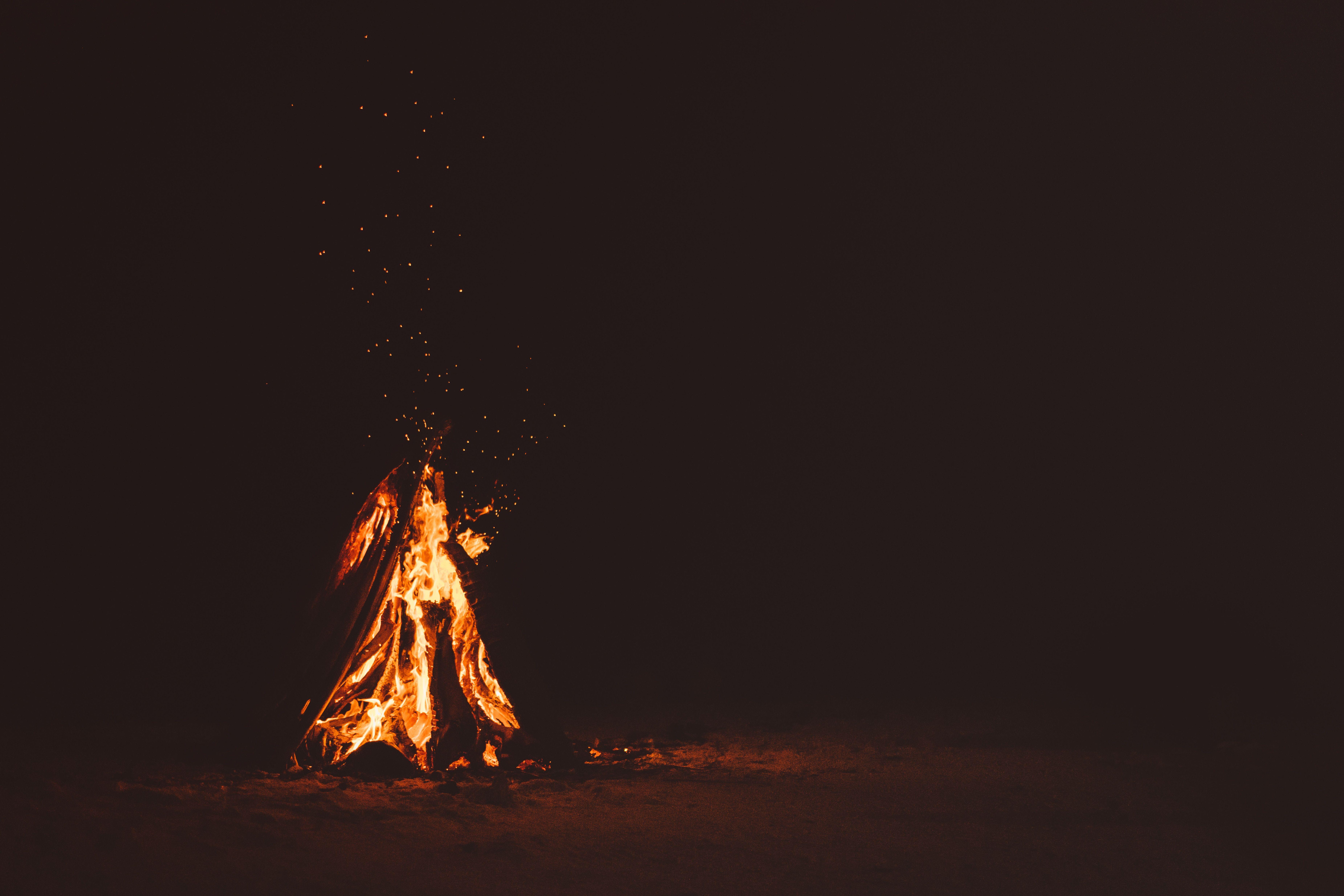 7403x4938 #wood, #fire, #burning, #night wallpaper. Mocah.org HD Wallpaper