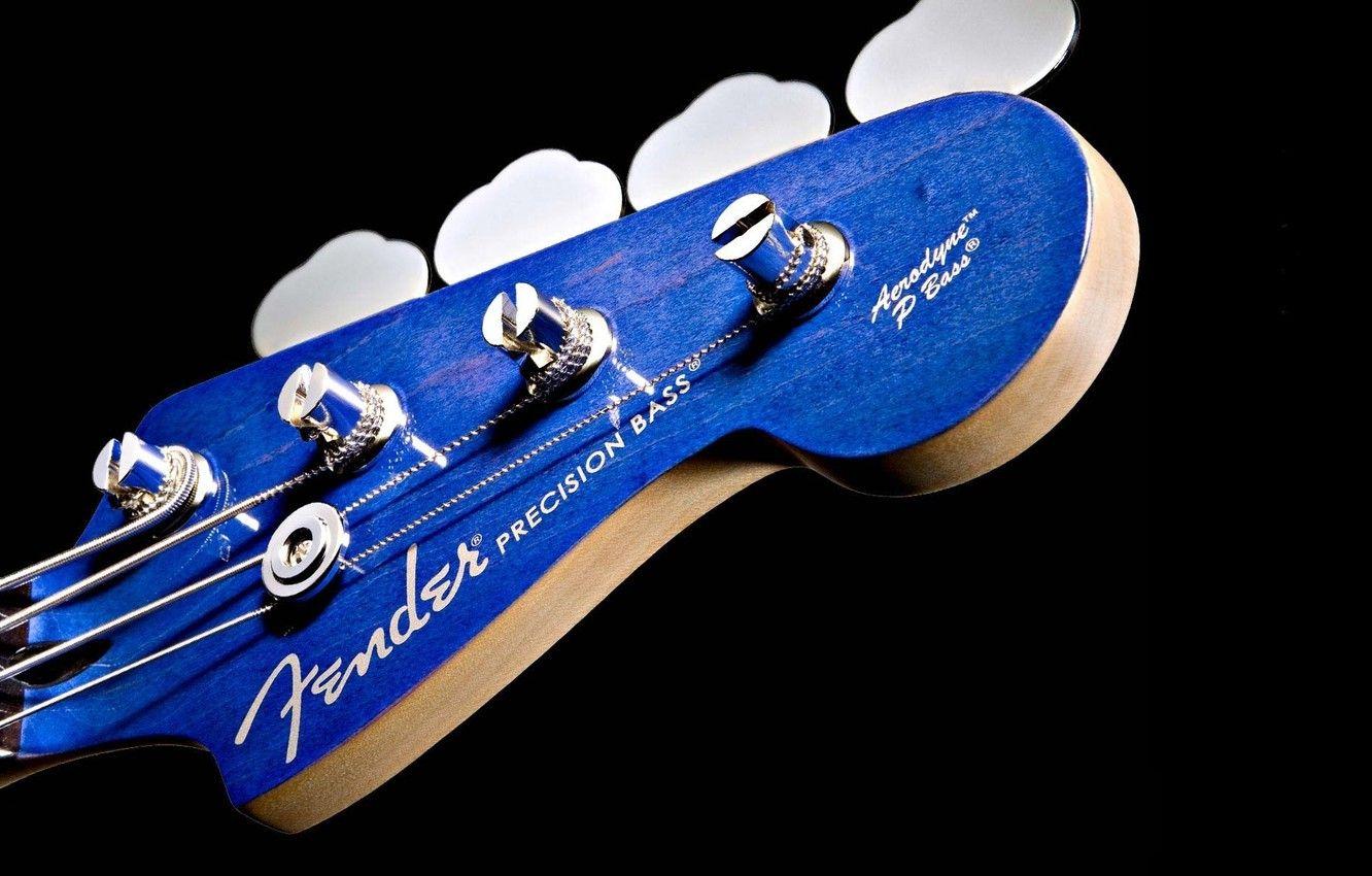 1332x850 Wallpaper fender, BLUE, BACKGROUND, BLACK, GUITAR, MACRO, GRIF, STRINGS, BASS, PICK, BASS image for desktop, section музыка