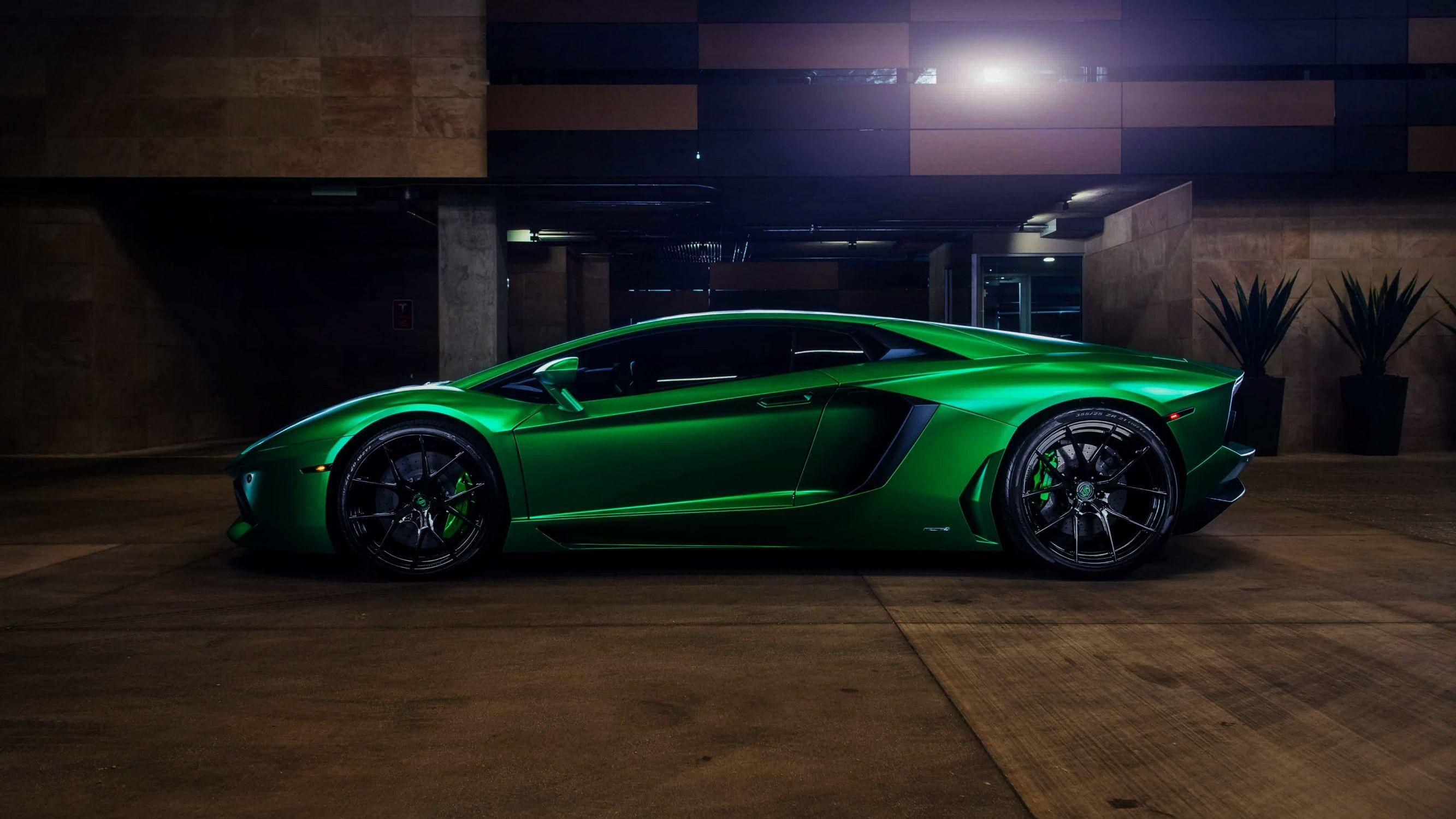 2666x1500 Car, Green Car, Lamborghini, Lamborghini Aventador Wallpaper