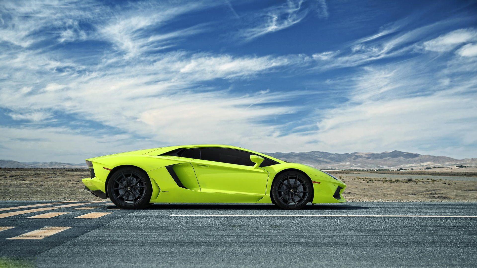 1920x1080 Wallpaper Lamborghini Aventador green supercar side view 1920x1080 Full HD 2K Picture, Image