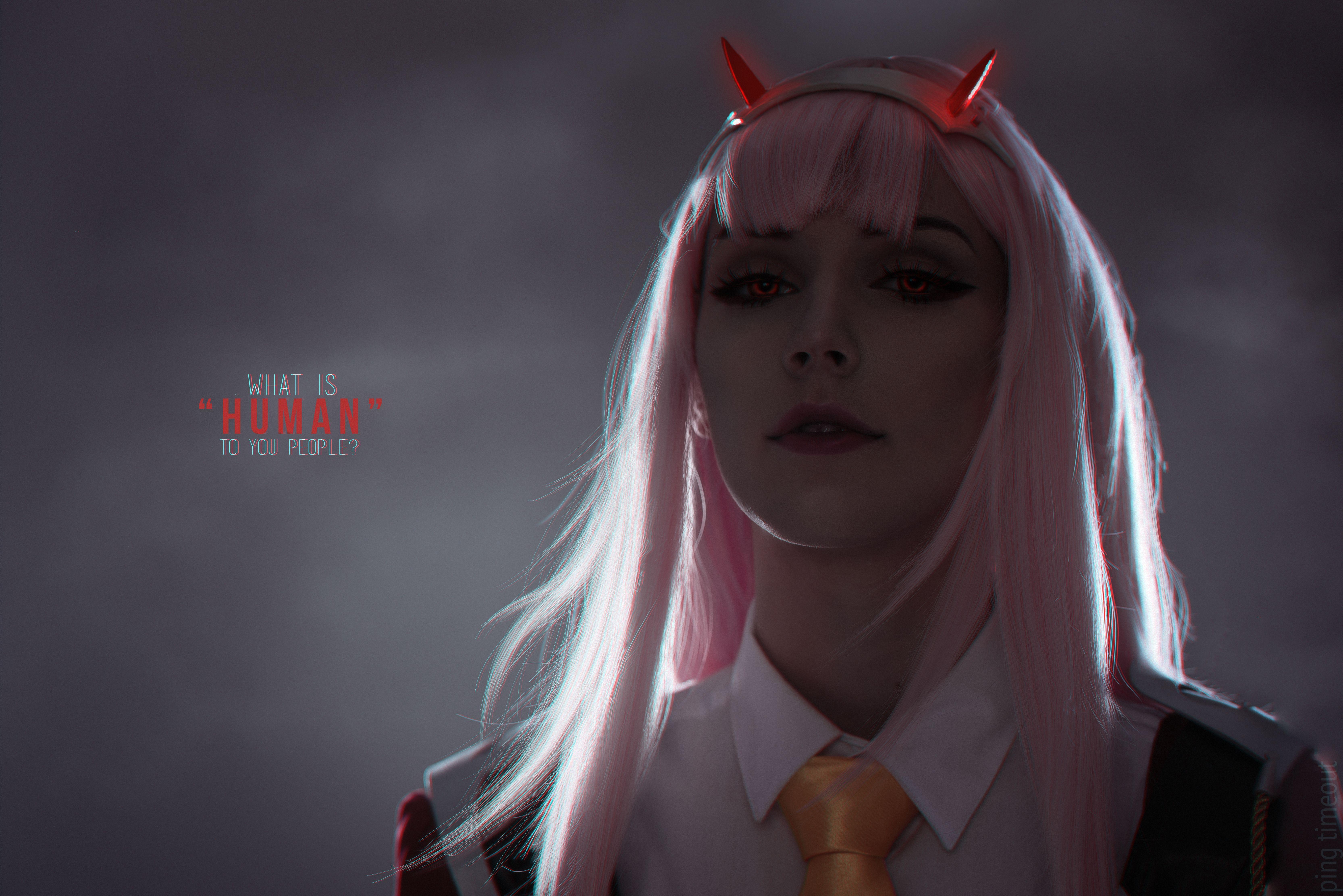 6664x4450 Wallpaper 4k Girl School Uniform Red Devil Horns