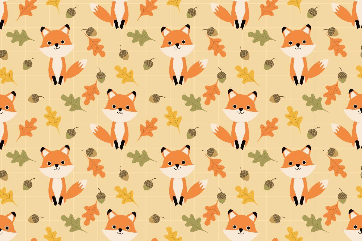 1200x800 Cute Fox and Autumn Leaves (Graphic) by thanaporn.pinp · Creative Fabrica