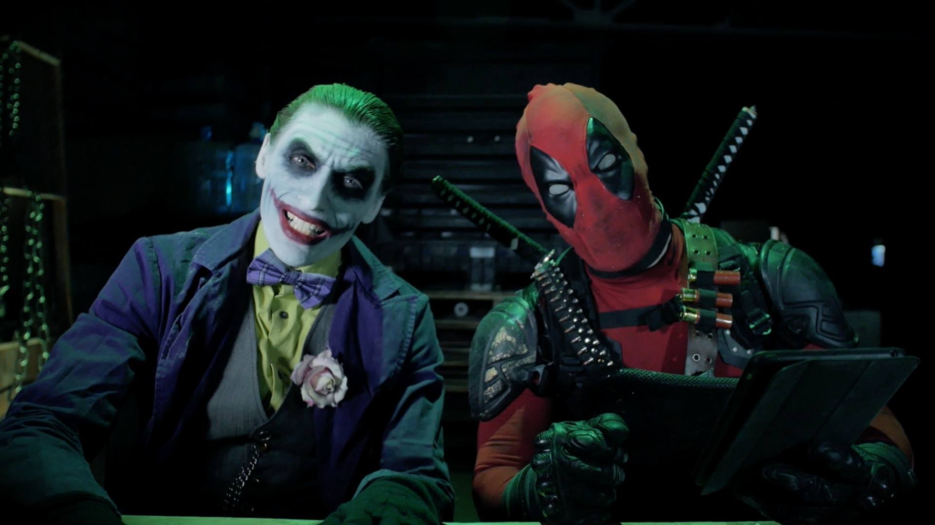 1920x1080 Joker & Harley Quinn vs Deadpool & Domino