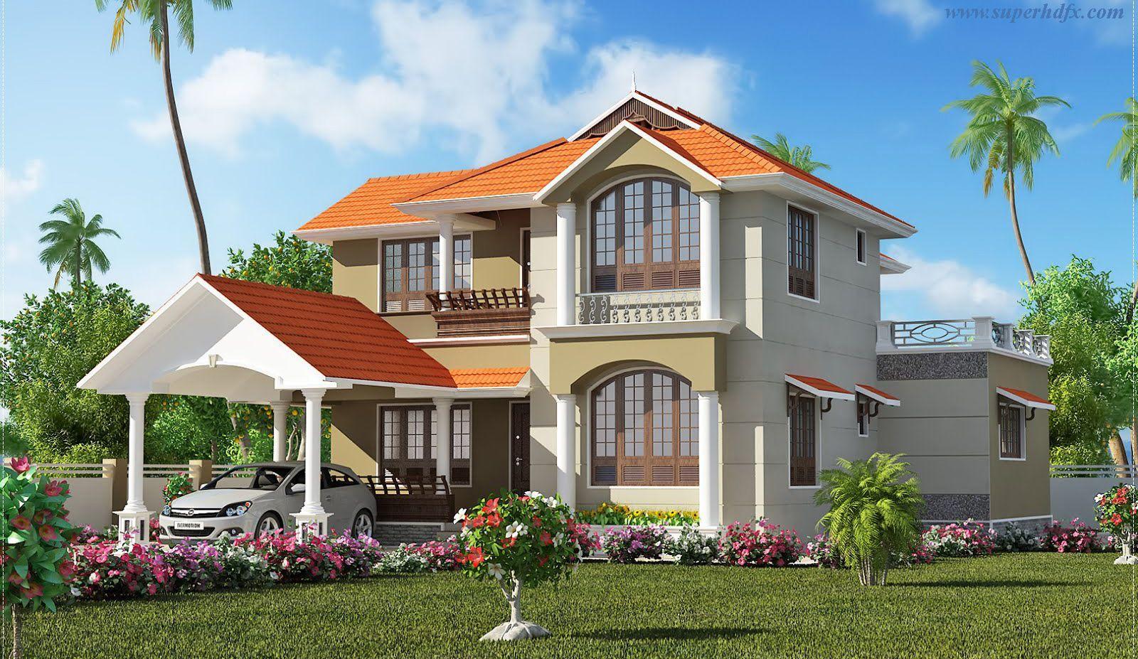 1600x927 Beautiful house HD wallpaper. House design picture, Kerala house design, House architecture design