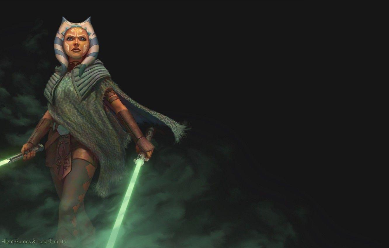 1332x850 Wallpaper Girl, Fog, Fiction, Smoke, Figure, Star Wars, Art, Star Wars, Jedi, Art, Lightsaber, Sci Fi, Lightsaber, Ahsoka Tano, Blank Background, Ahsoka Tano Image For Desktop, Section фильмы