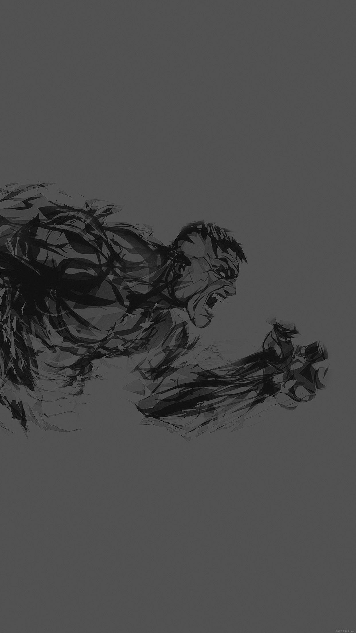 1242x2208 I Love Papers. hulk illust anger dark minimal hero art