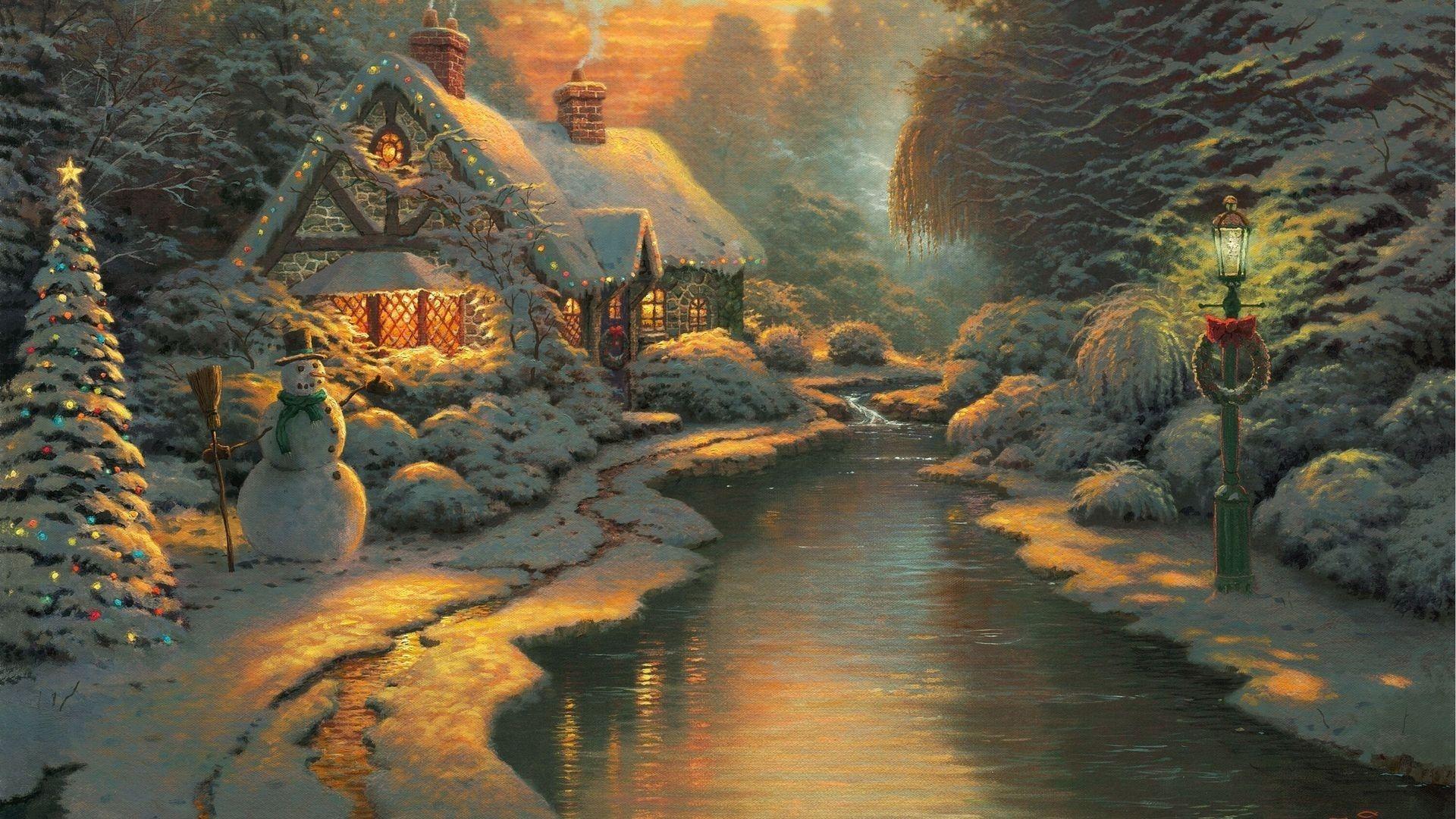 1920x1080 Thomas Kinkade Christmas Wallpaper