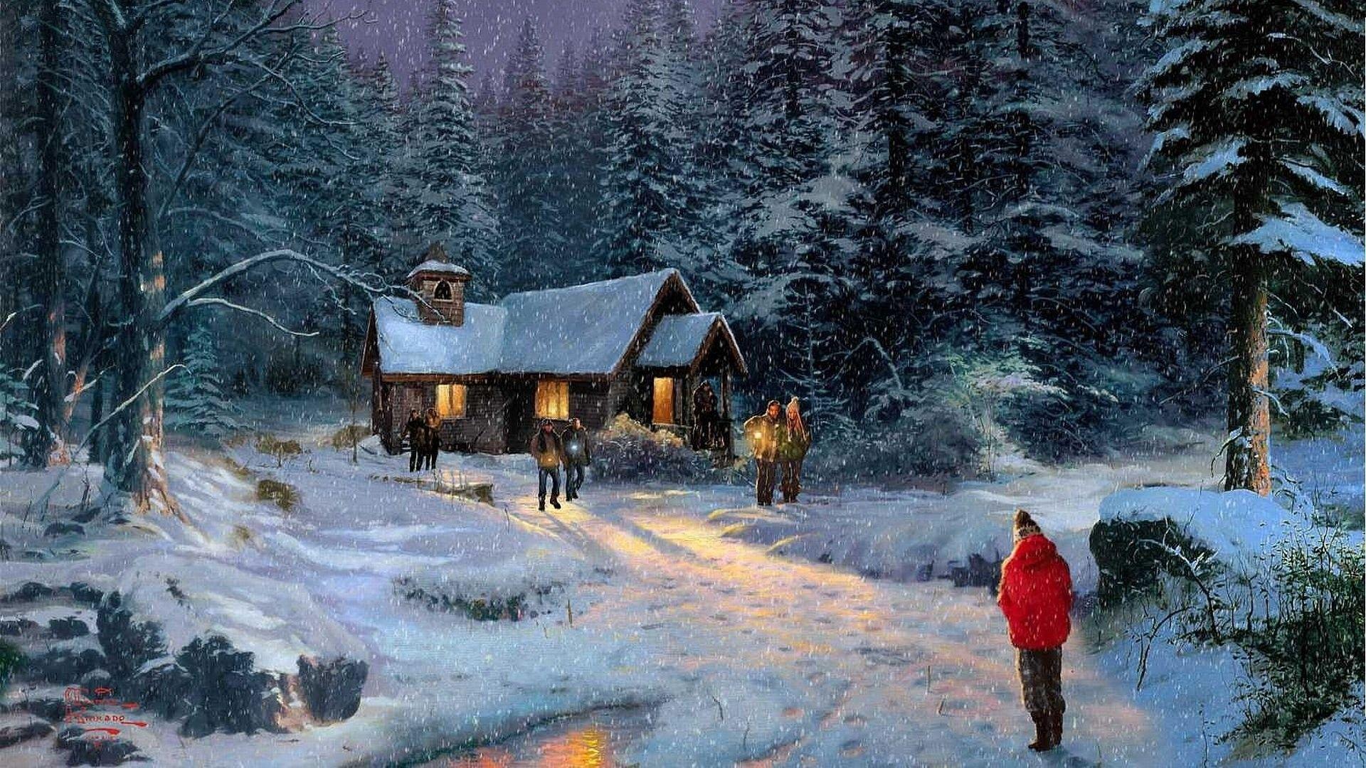 1920x1080 Thomas Kinkade Christmas Wallpaper