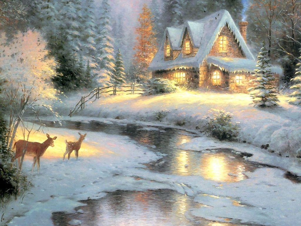 1024x768 Thomas Kinkade Christmas Wallpaper (1024x768)