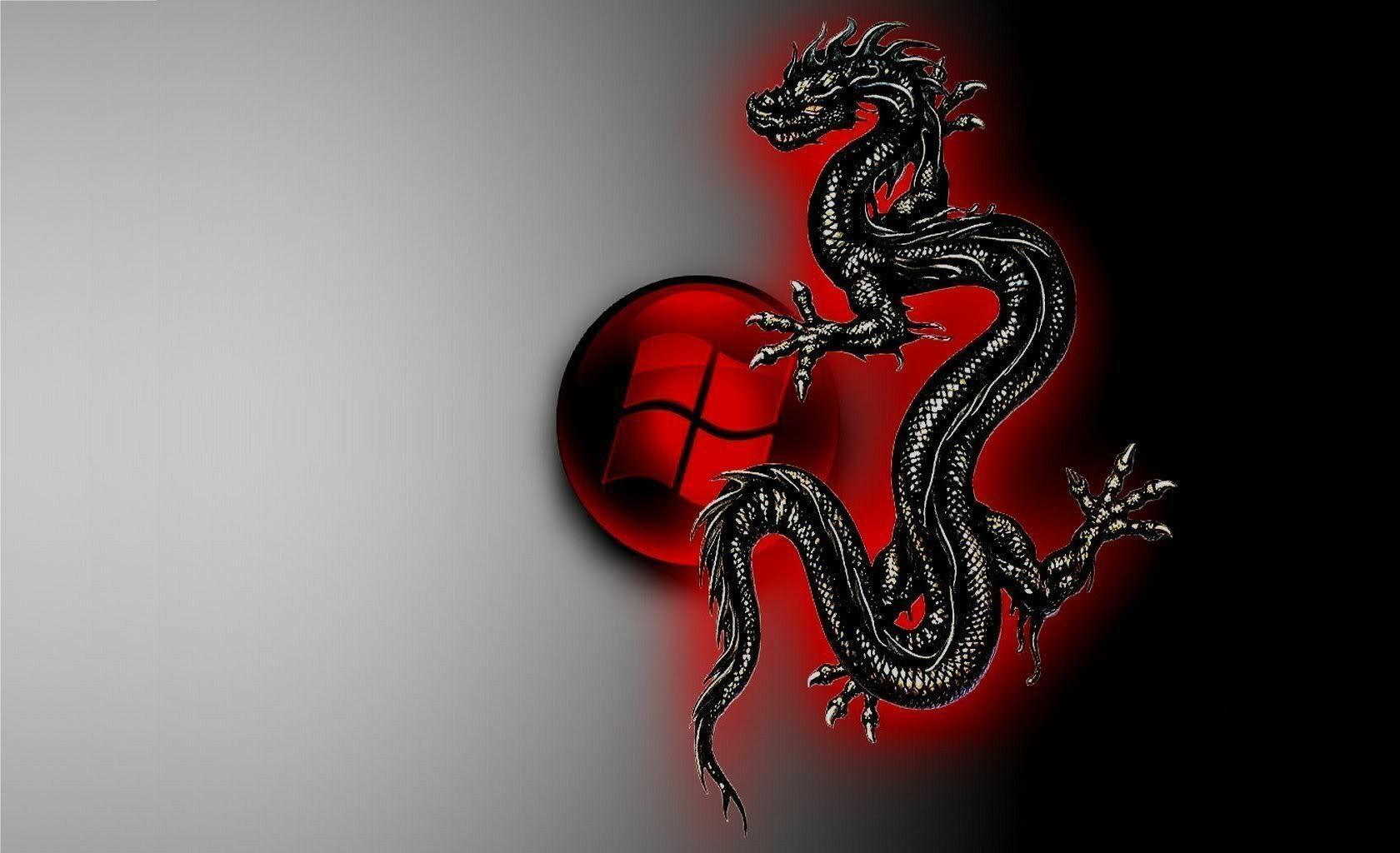 1680x1024 Black Red Dragon Wallpaper HD