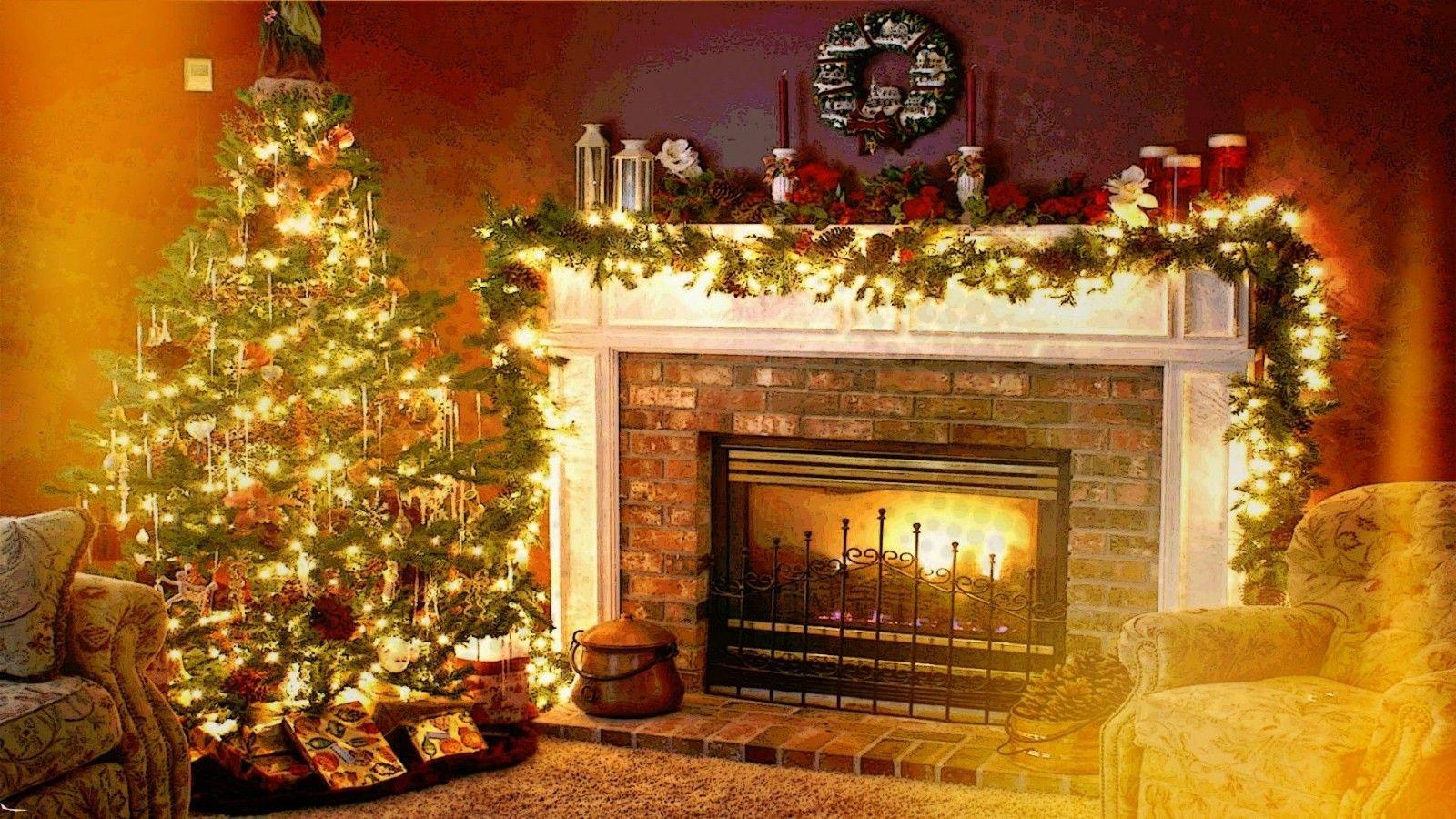 1600x900 interior, Christmas Tree, Christmas, fireplace, holiday, welcome home, christmas decoration. Mocah.org HD Desktop Wallpaper