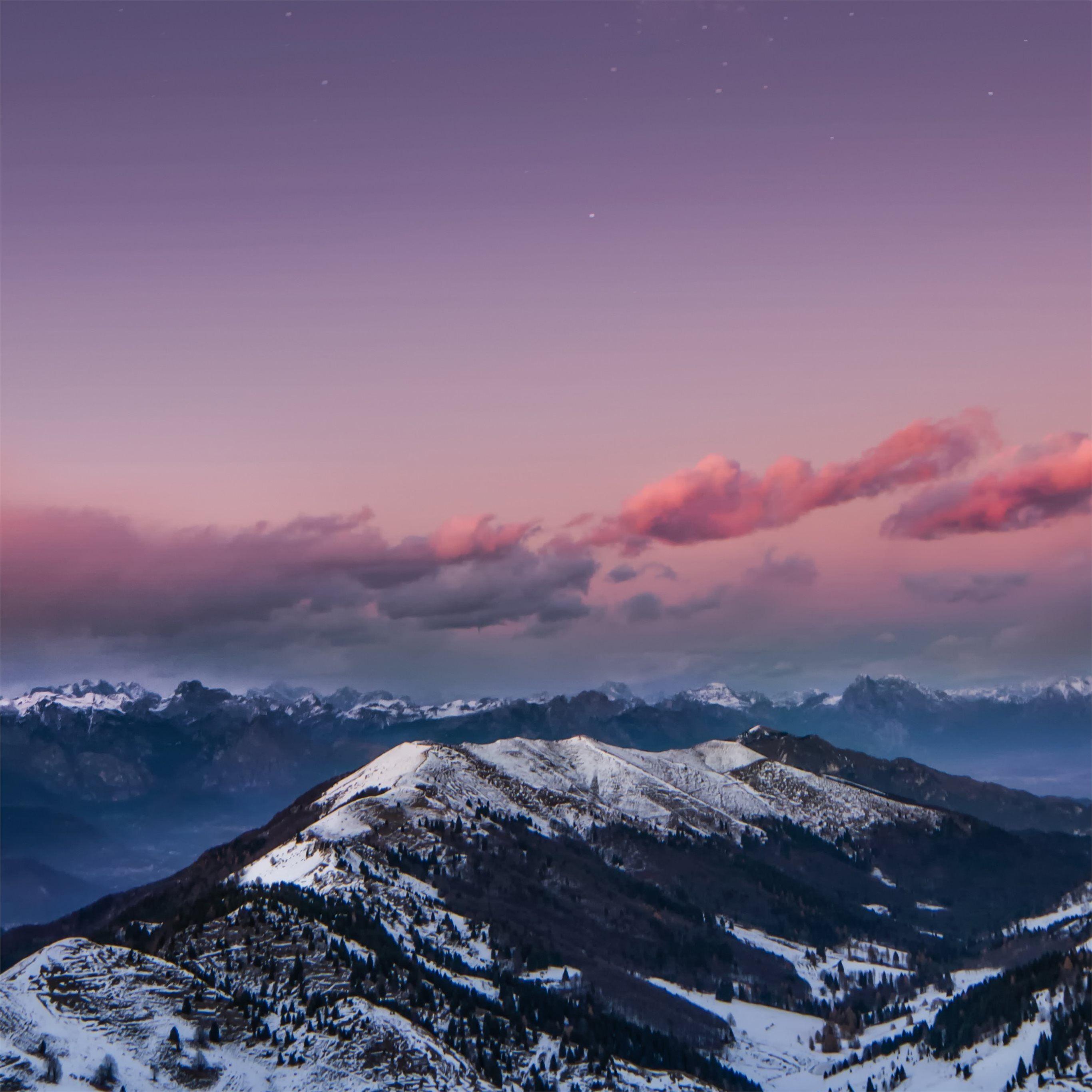 2732x2732 mountains starry sky night snow dolomites italy 4k iPad Pro Wallpaper Free Download