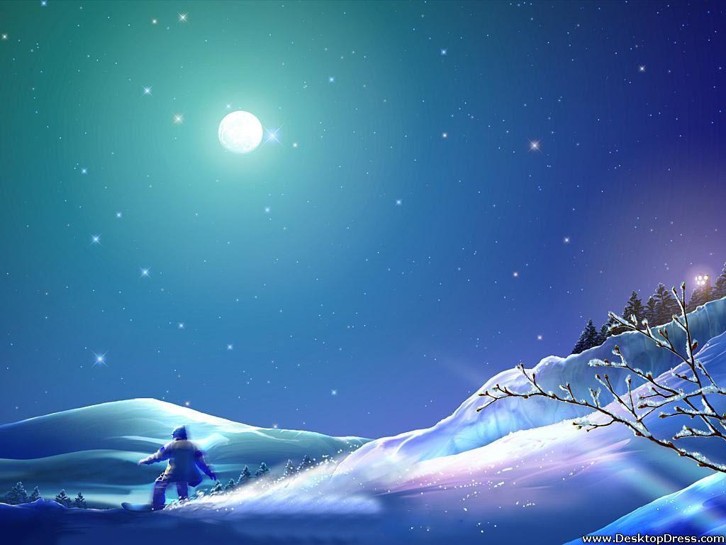 1024x768 Desktop Wallpaper 3D Background Snow Night