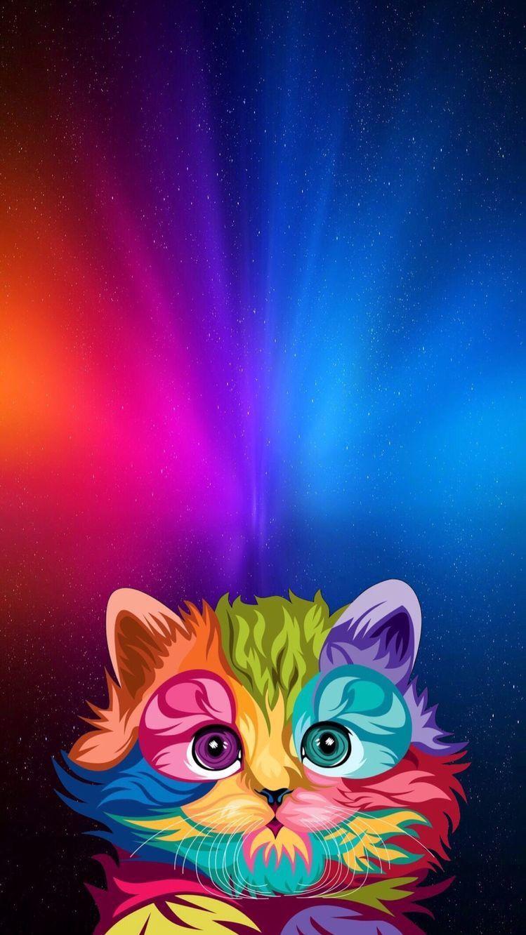 Cat Colorful Background Art 4K Wallpaper iPhone HD Phone #5310i