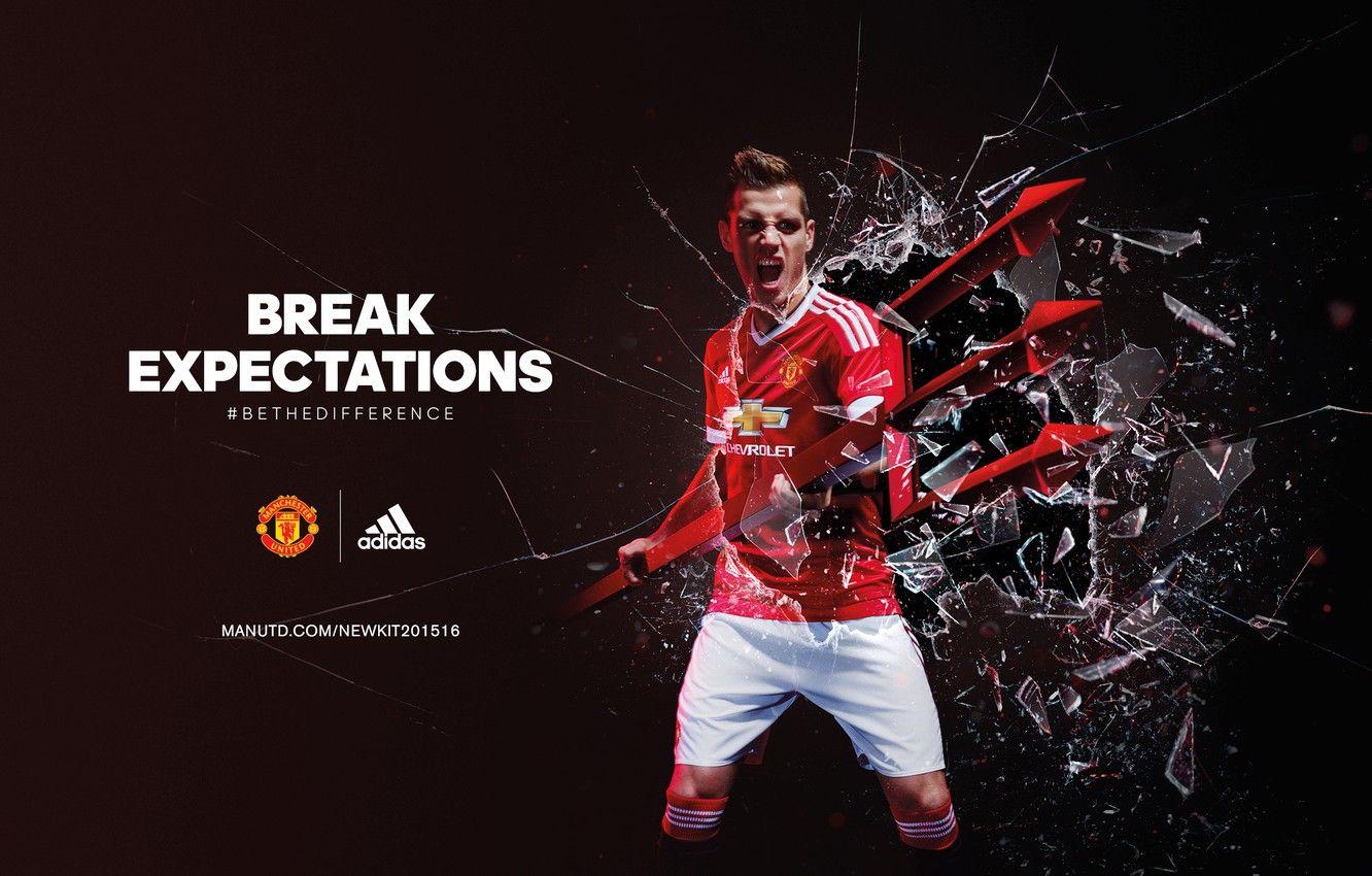 1332x850 Wallpaper Adidas, Football, Manchester United, Trident, Red Devils, Morgan Schneiderlin Image For Desktop, Section спорт