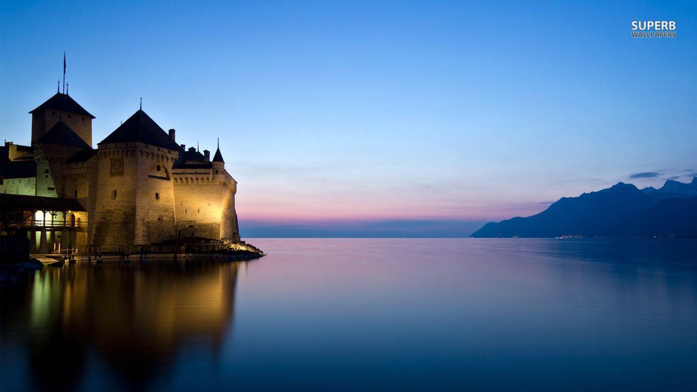 1366x768 Chillon Castle Switzerland. Switzerland Wallpaper, World Wallpaper, Landscape Wallpaper