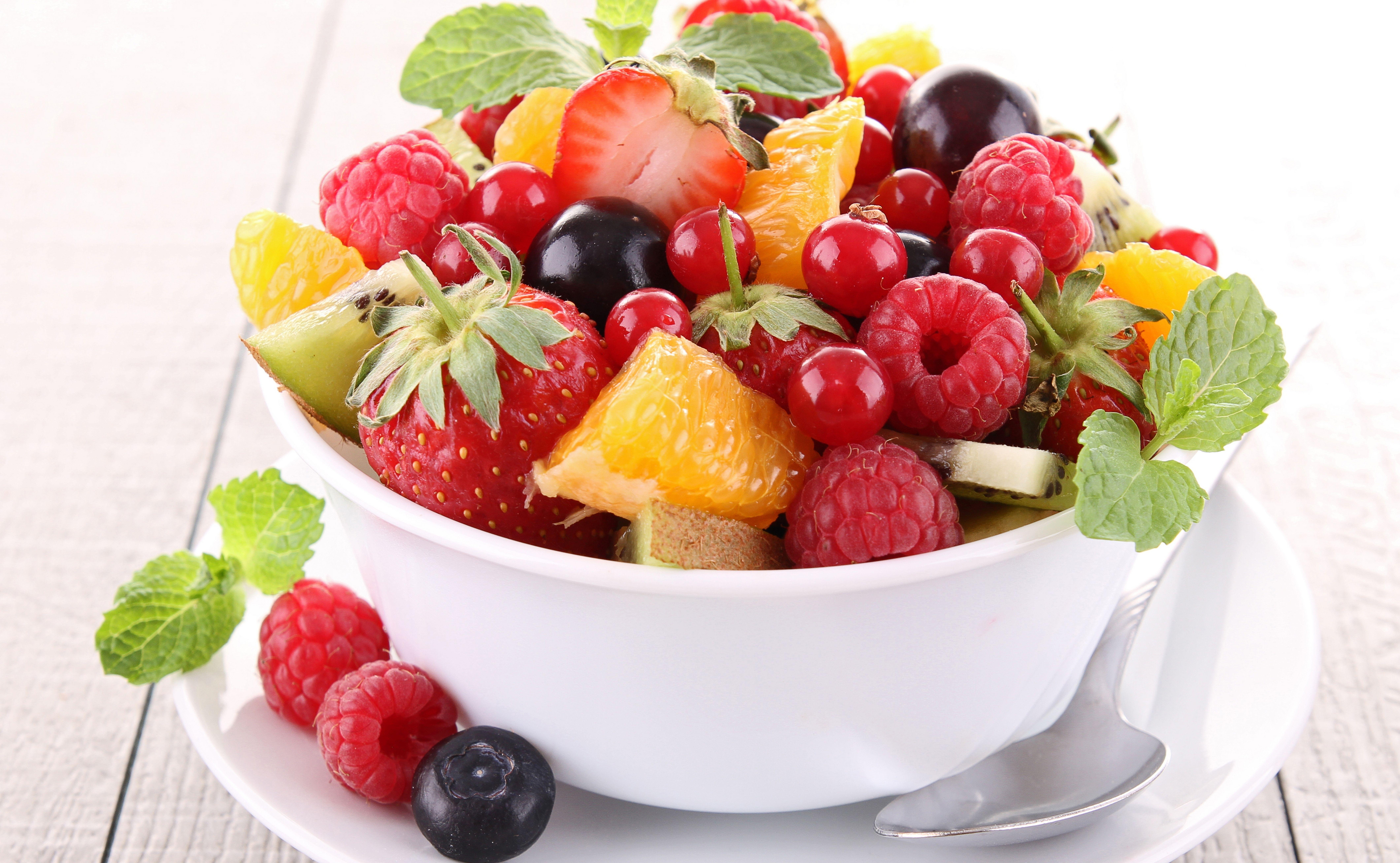 8484x5230 Fruit salad in a white Cup wallpaper and image, picture, photo
