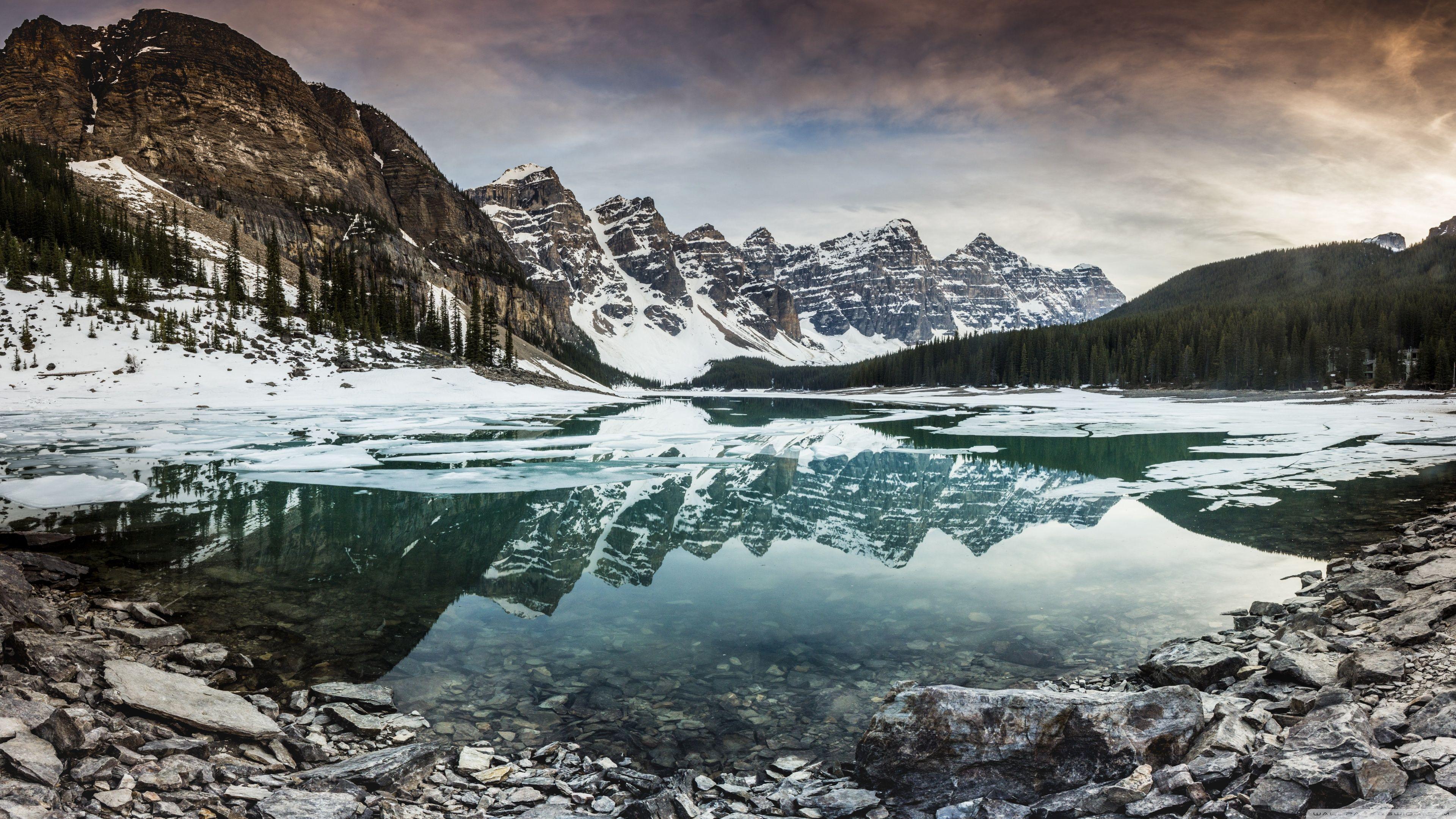 3840x2160 Mountains, Clear Lake, Reflection, Cold Winter Ultra HD Desktop Background Wallpaper for 4K UHD TV : Widescreen & UltraWide Desktop & Laptop : Multi Display, Dual Monitor : Tablet
