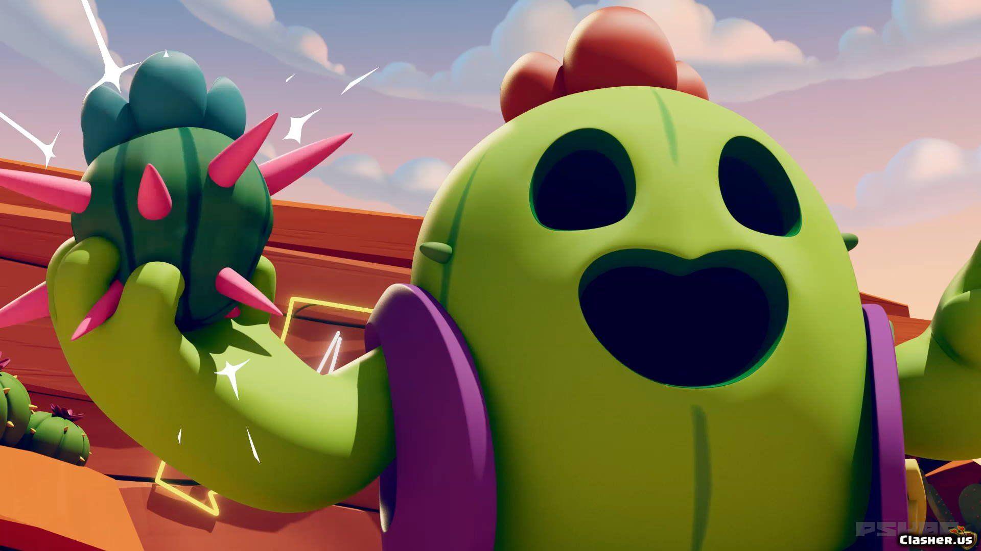 1920x1080 Spike, Cactus, brawler, brawl stars, bg Stars Wallpaper