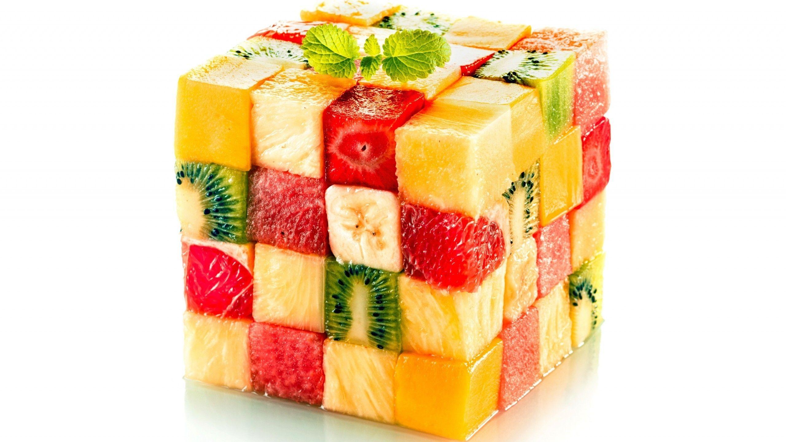 2560x1440 Fruit Salad Cube HD Wallpaper