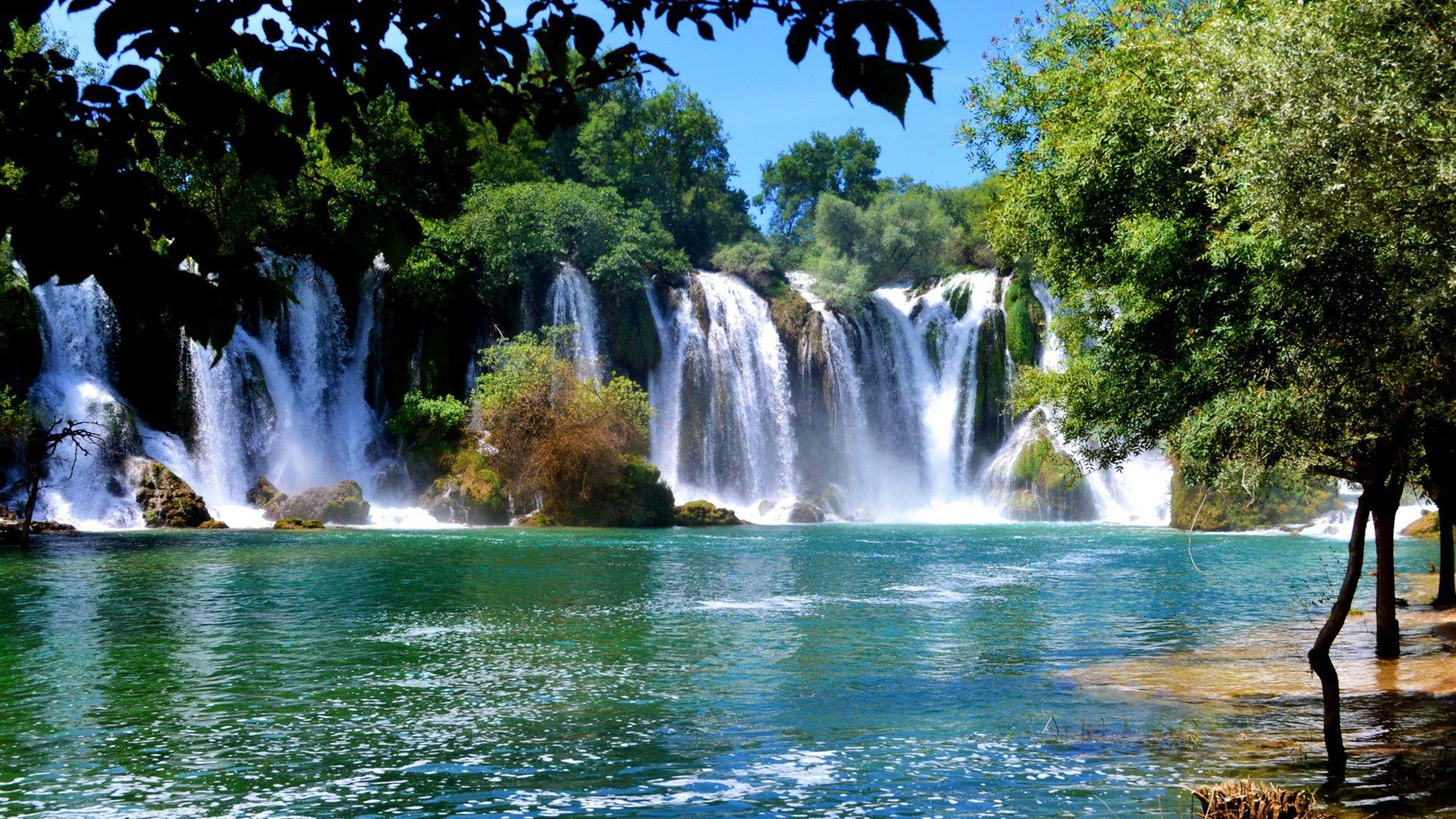 1920x1080 Wallpaper Bosnia and Herzegovina, waterfalls, trees 1920x1200 HD Picture, Image