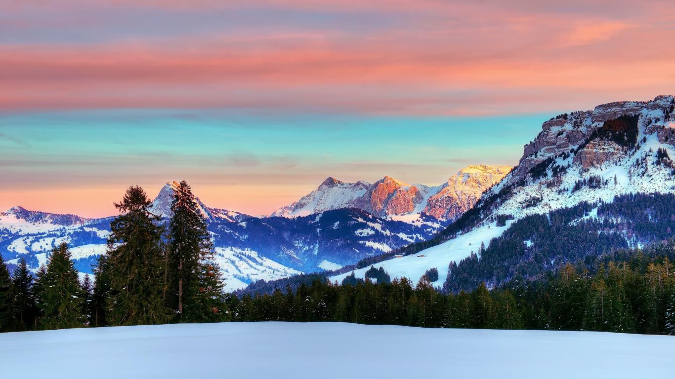 1366x768 2K Winter, Switzerland, Alps Nature Mountain Wallpaper 99NatureWallpaper