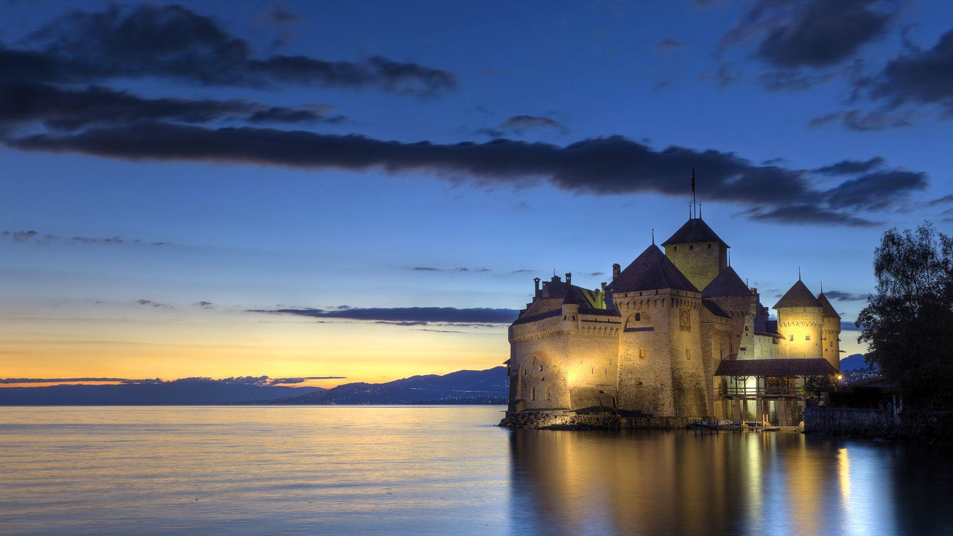 1920x1080 Wallpaper Chateau de Chillon, Montreaux, Switzerland 1920x1080