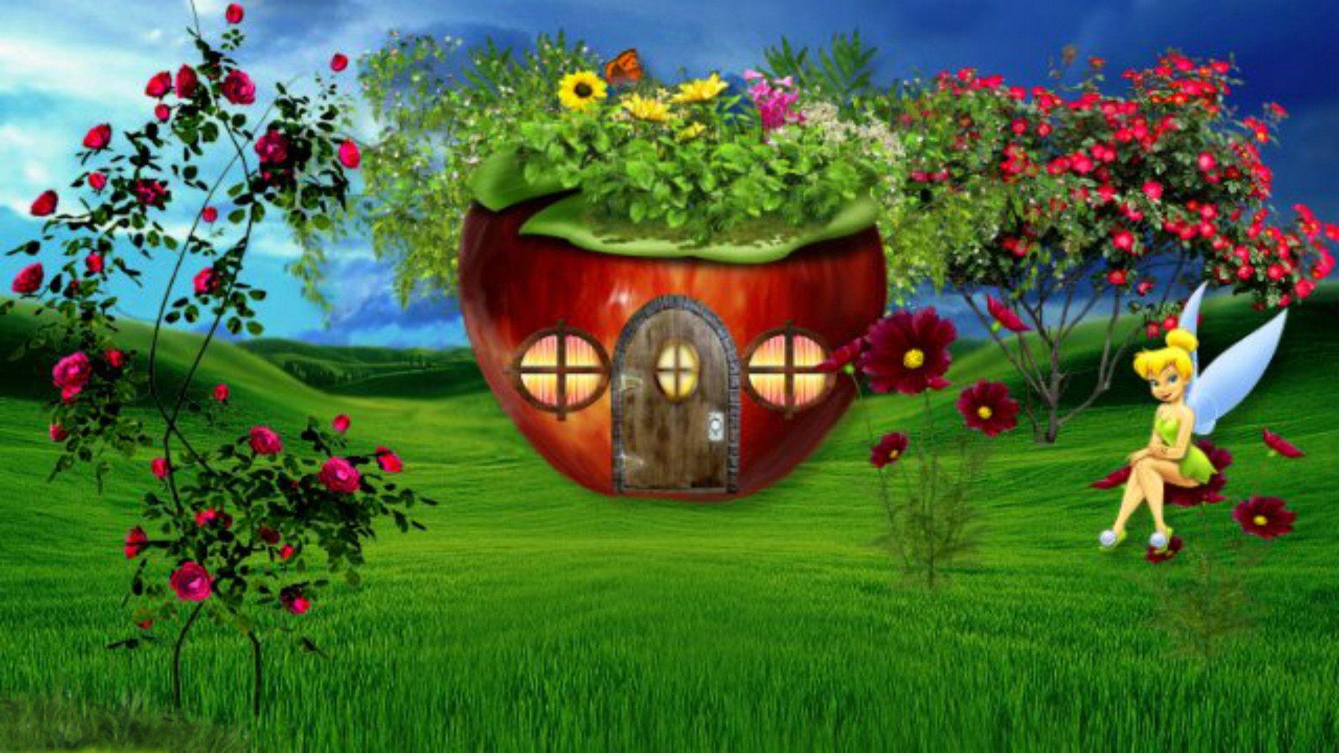1920x1080 Cute House Little Tinkel Bell Nature HD wallpaper