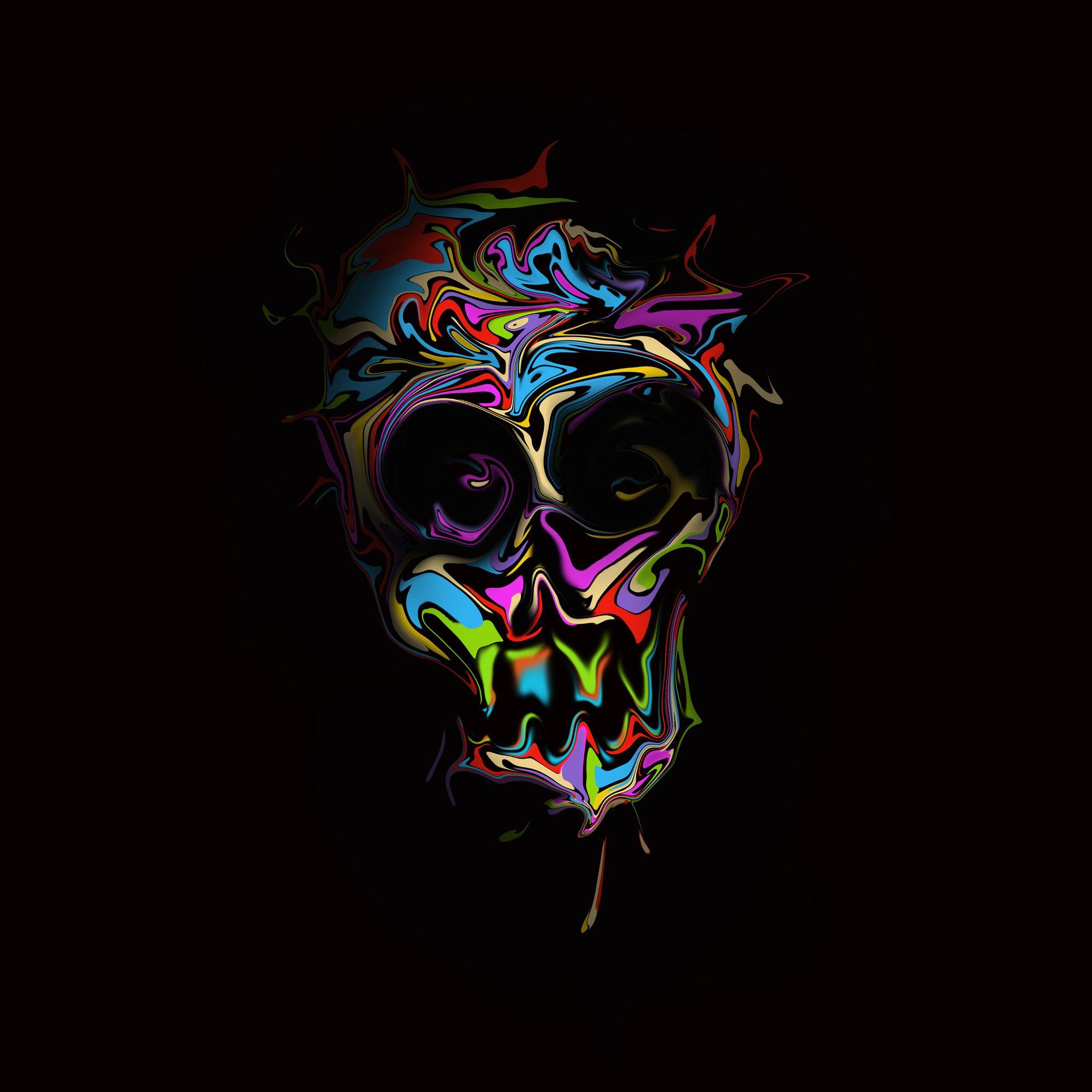 2048x2048 Colorful Skull Dark Art 4k iPad Air HD 4k Wallpaper, Image, Background, Photo and Picture