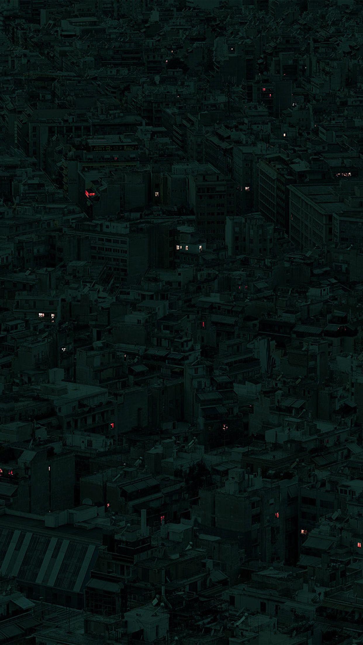1242x2208 Night City Dark Art Illustration Green Wallpaper
