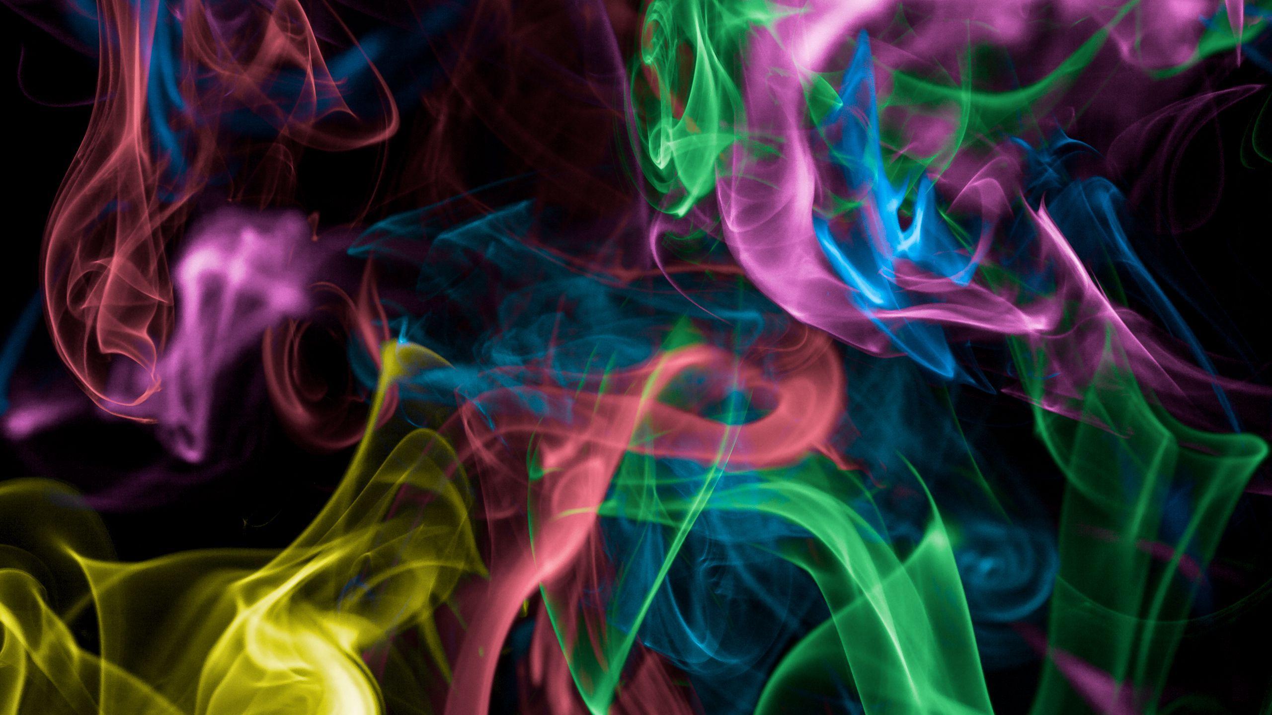 2560x1440 Download wallpaper 2560x1440 colored smoke, smoke, colorful, dark widescreen 16:9 HD background
